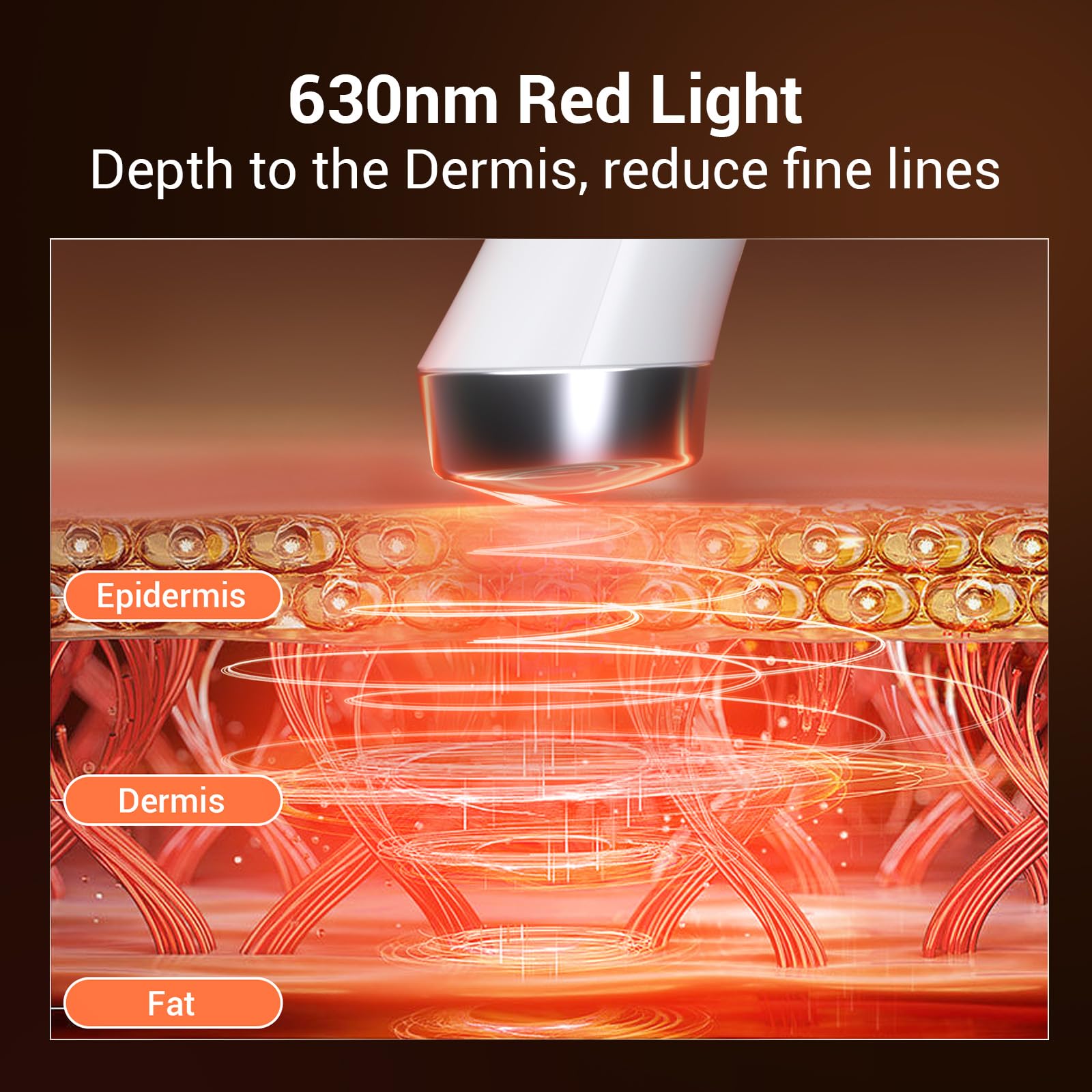 TOUCHBeauty Ultraschall Augenmassagegerät mit Wärmefunktion, Rot LED Lichttherapiegerät Augencreme Booster Augenring Tränensäcke Entferner USB-Wiederaufladbare Anti Aging Massagegerät Faltenentferner