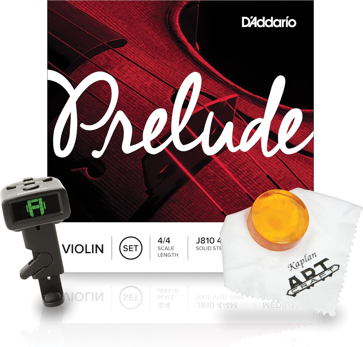 D'Addario BOTIN16 Prelude Violin String & Accessory Bundle