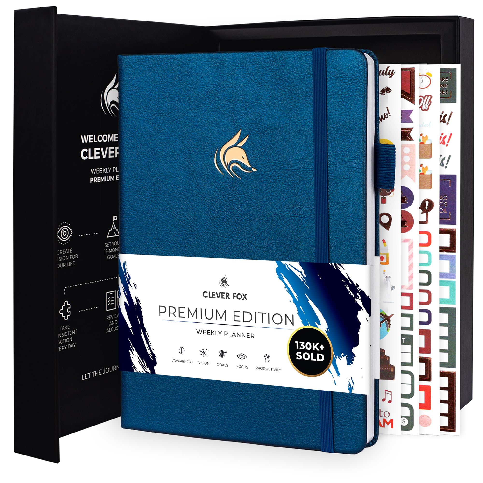 Clever Fox Planner Premium Edition – Undated Luxurious Weekly & Monthly Planner to Increase Productivity and Hit Your Goals – Organizer – Start