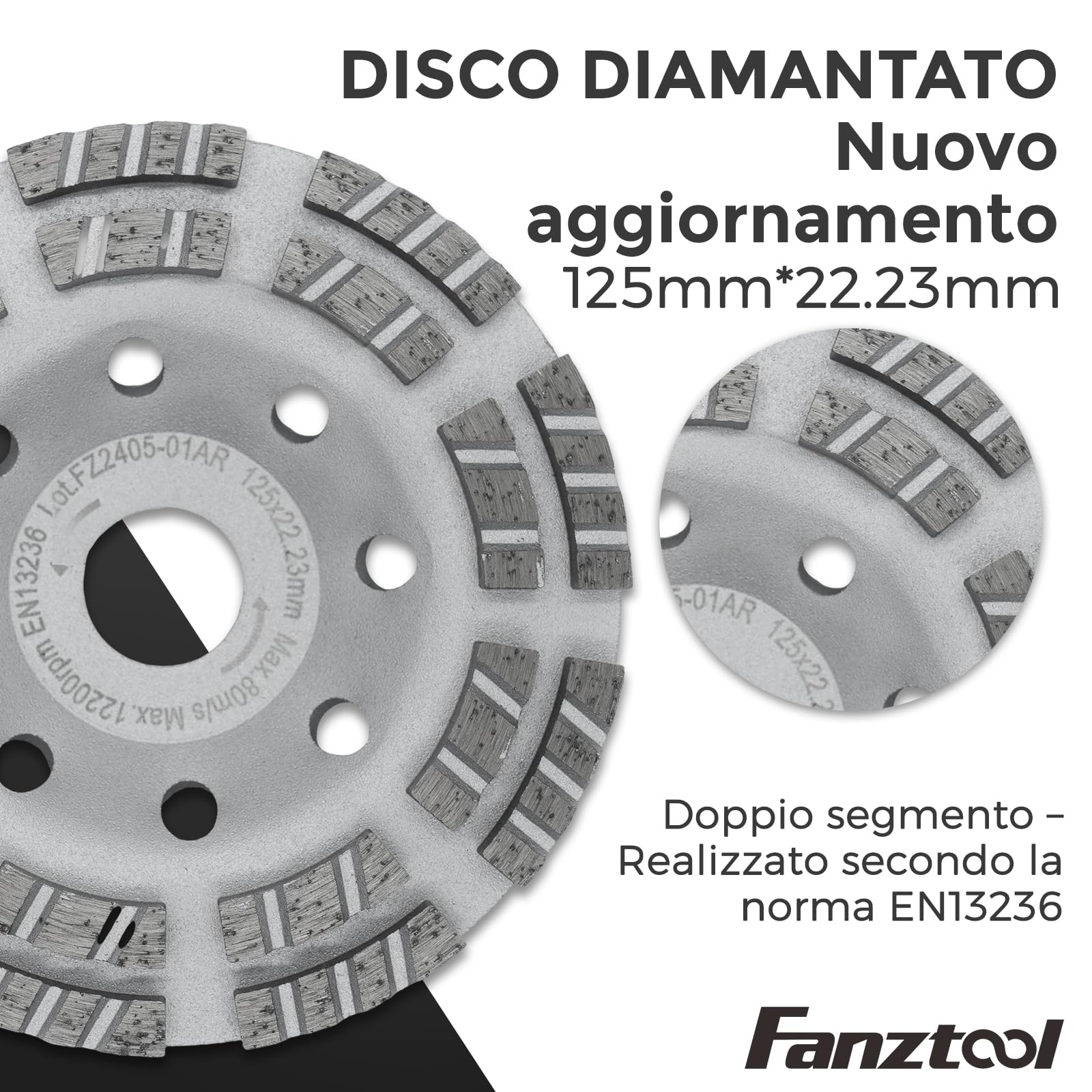 FANZTOOL Nuova Cuffia Aspirazione Smerigliatrice con Mola a Tazza Diamantata da 125 mm, Qualità Professionale, Spazzole a Molla Migliorate, Compatibilità Universale al 99%.