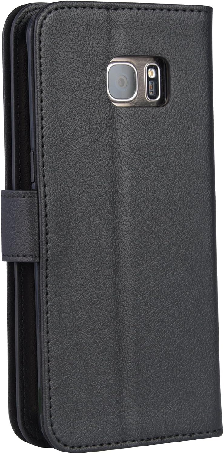 Abacus24-7 Galaxy S7 Edge Case [Mirror Wallet] with Flip Cover, Black