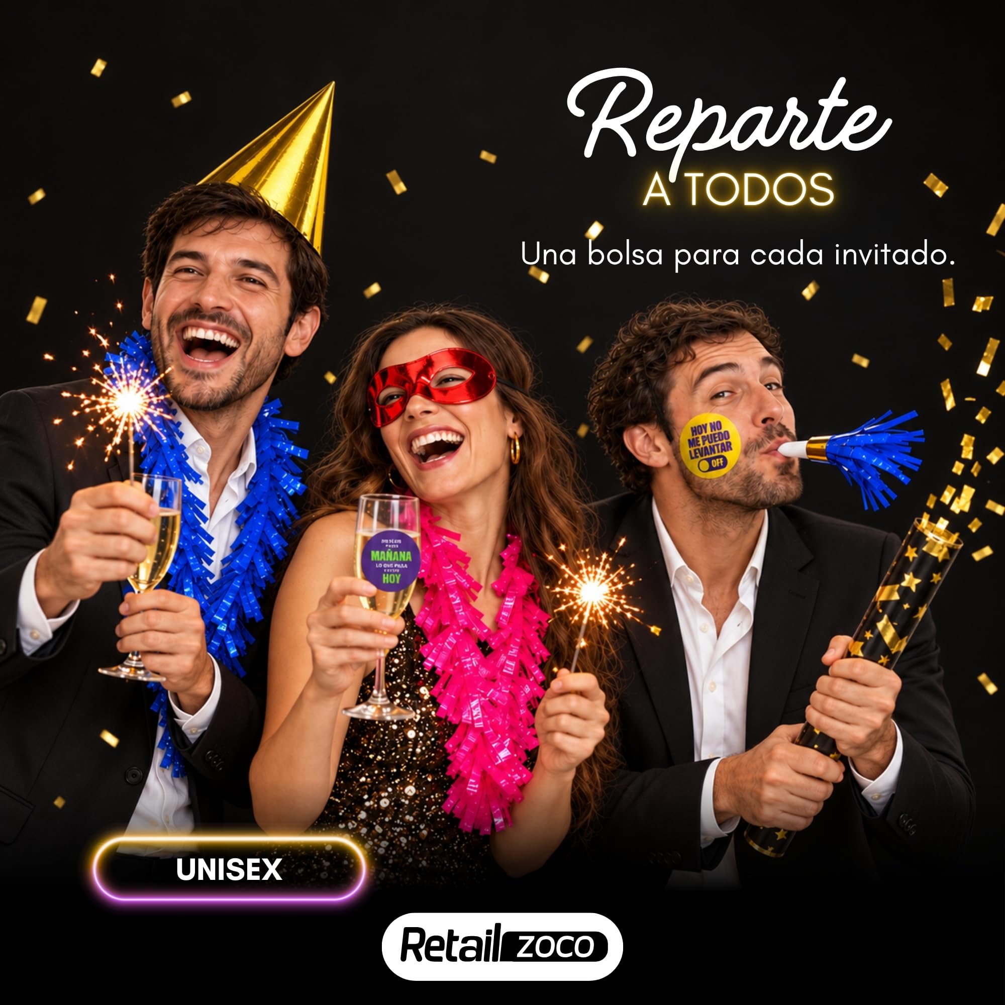 20 Bolsas Cotillón, Cotillón Nochevieja Fin de Año, contiene 5 piezas - imagen 3