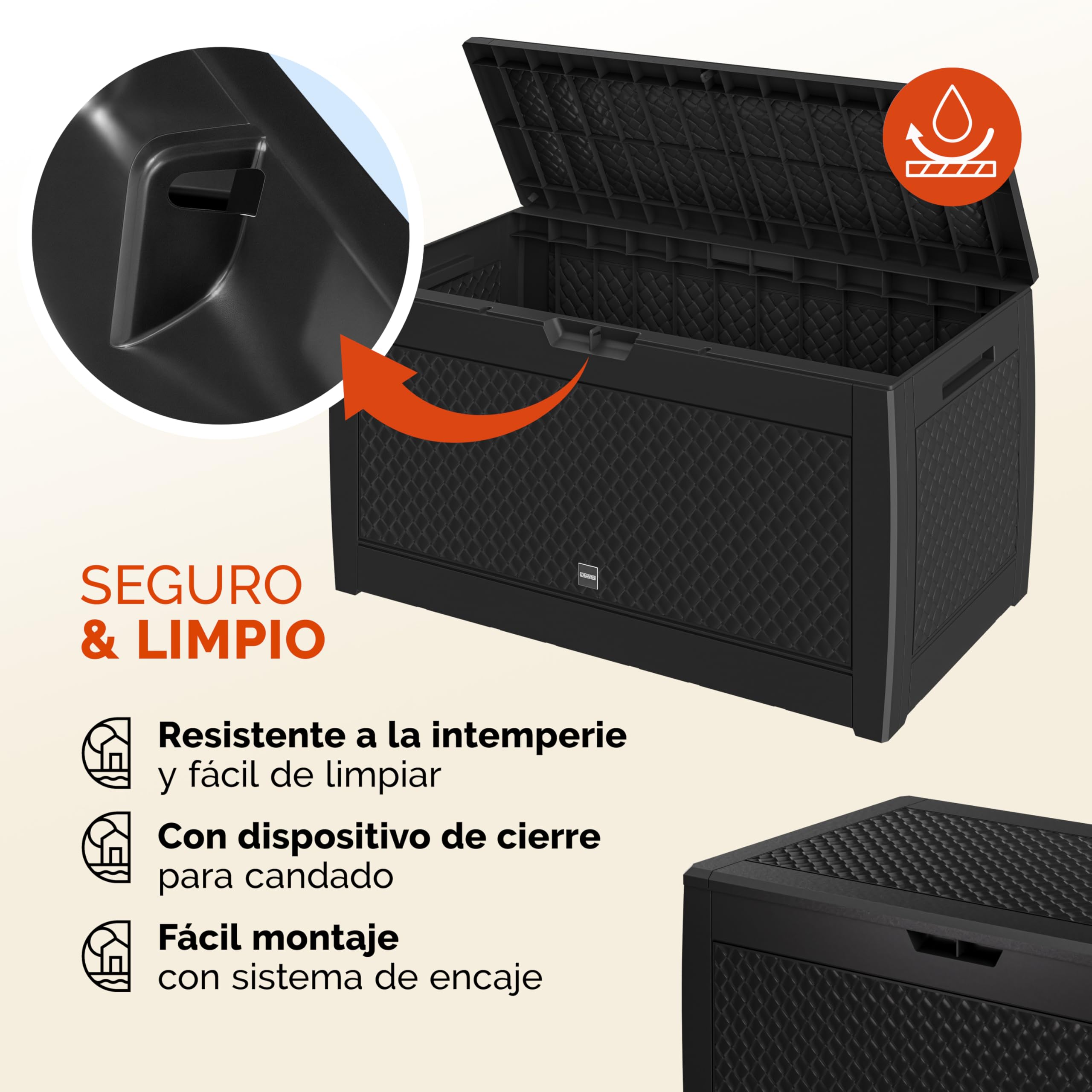 CASARIA® Arcón Jardín Exterior Baúl Almacenaje 310L con 4 Ruedas Asas Resistente Intemperie Rayos UV Caja Cojines 119x48x60cm Antracita