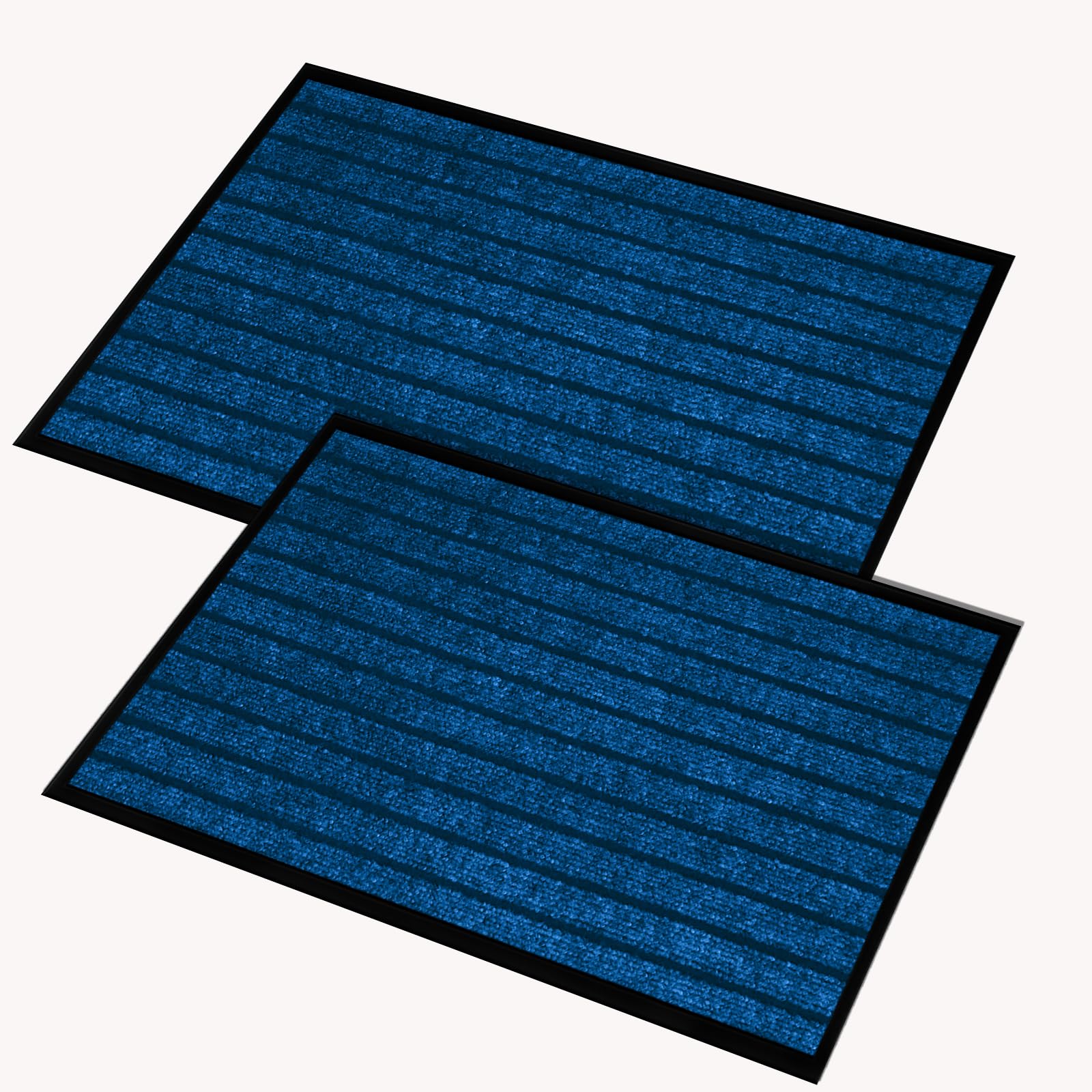 AMEHA Door Mat 40x60cm 2 Pack, Blue - Door Mats Outdoor & Indoor Non Slip Washable Rug Dirt Trapper Heavy Duty Rubber Floor Mat Entrance Rug Super Absorbent Front Doormats — image 1