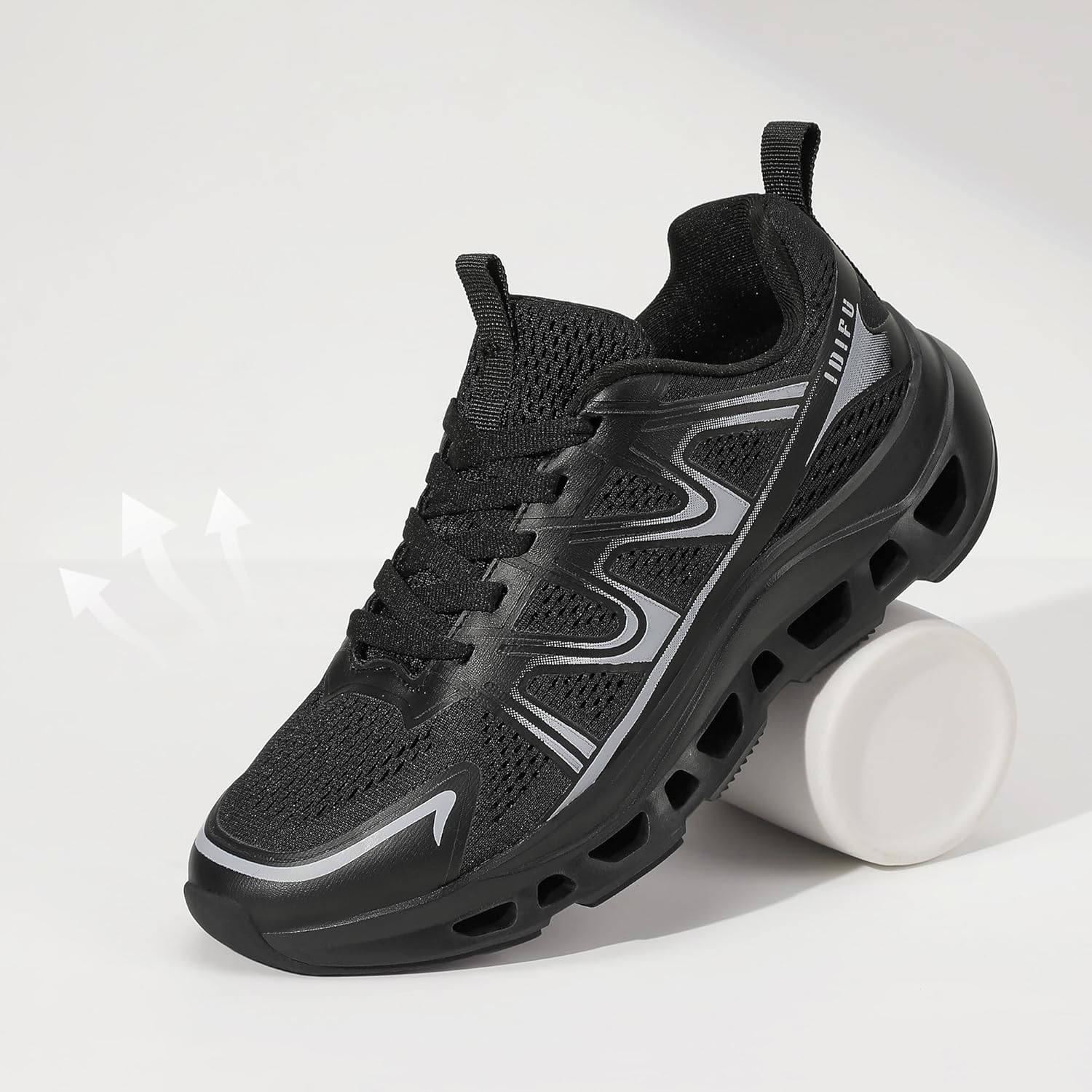 IDIFU Women's Walking Shoes Lace Up Running Tennis Athletic Non Slip Comfortable Sneakers Lightweight Breathable Casual Shoes for Women Gym Workout Cross Training Sports Slip On Fashion Sneakers - Image 4