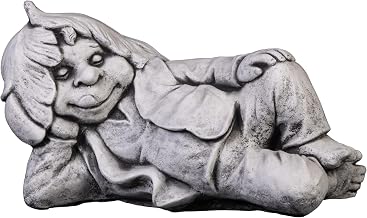 gartendekoparadies.de Gnome Dreamer, Stone Figurine Gnome Height 24 cm, 10 kg, Grey, Frost-Proof Cast Stone for Outdoor Use