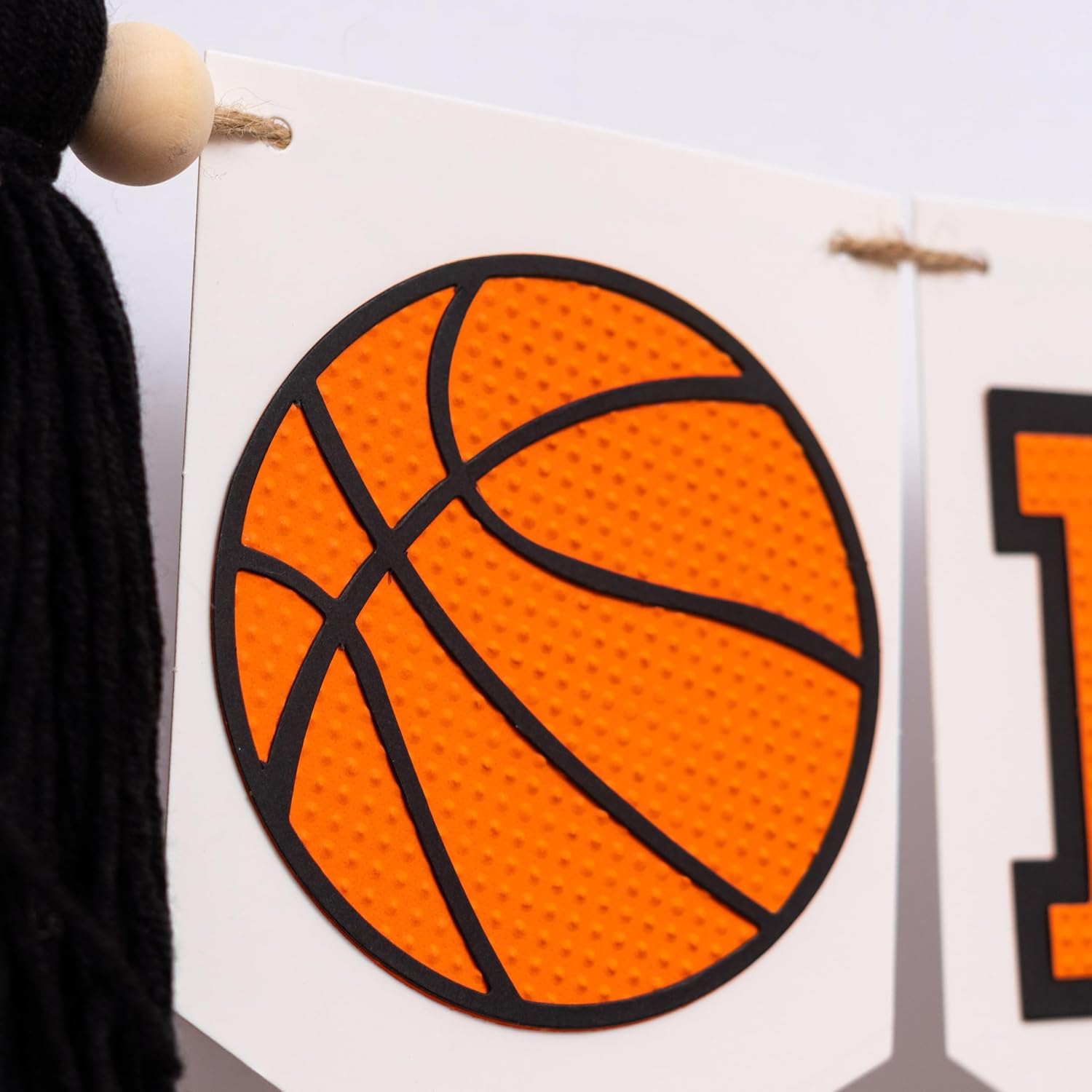 Basketball One High Chair Banner, Orange Black For Baby Boys