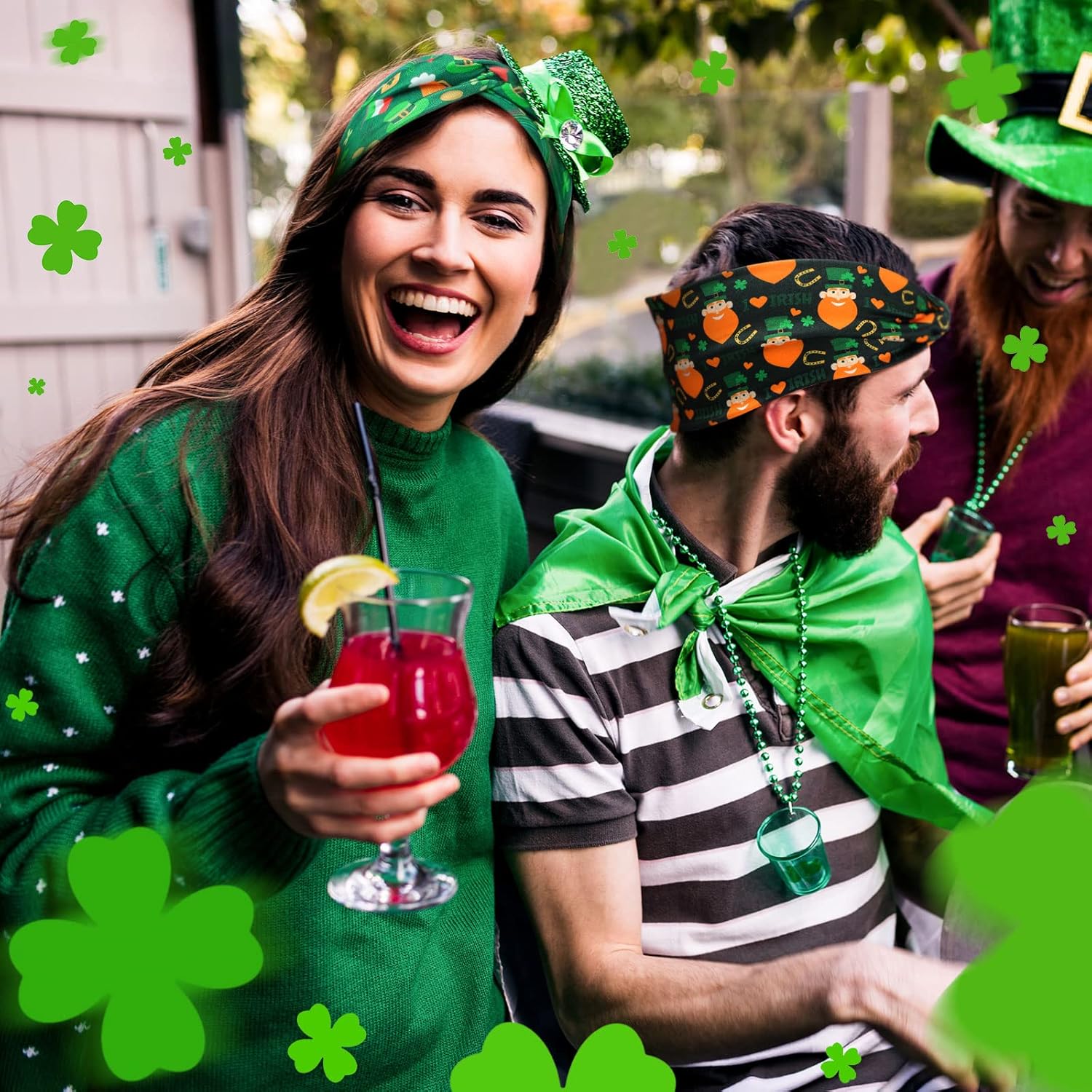 Hoteam 20 Pcs St. Patrick's Day Headbands Elastic Non Slip Hair Accessories Bulk Shamrock Pattern St. Patrick's Day Hairband for Women Girl - Image 4