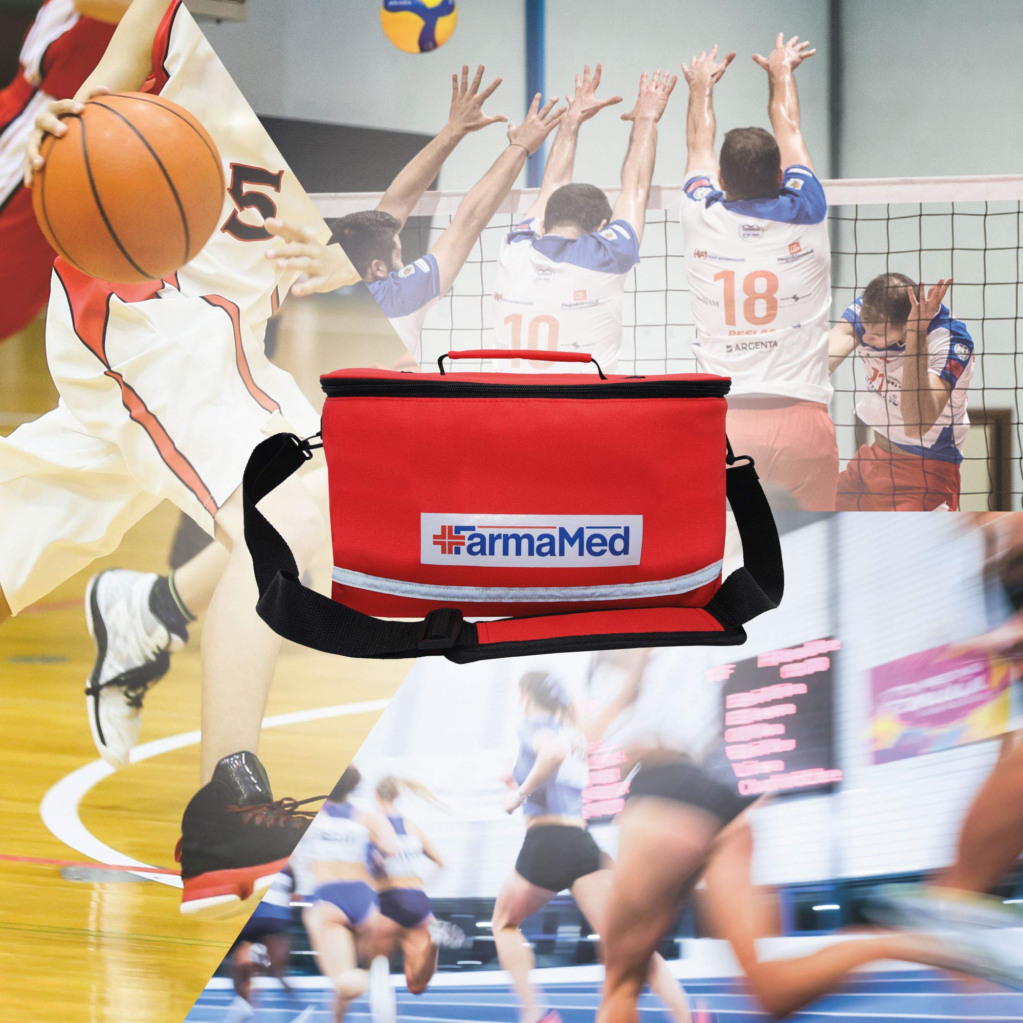 FARMAMED Kit Primo Soccorso Professionale di 220 pezzi, Borsa Medica Sportiva, Kit Pronto Soccorso per auto, casa, viaggio, sport