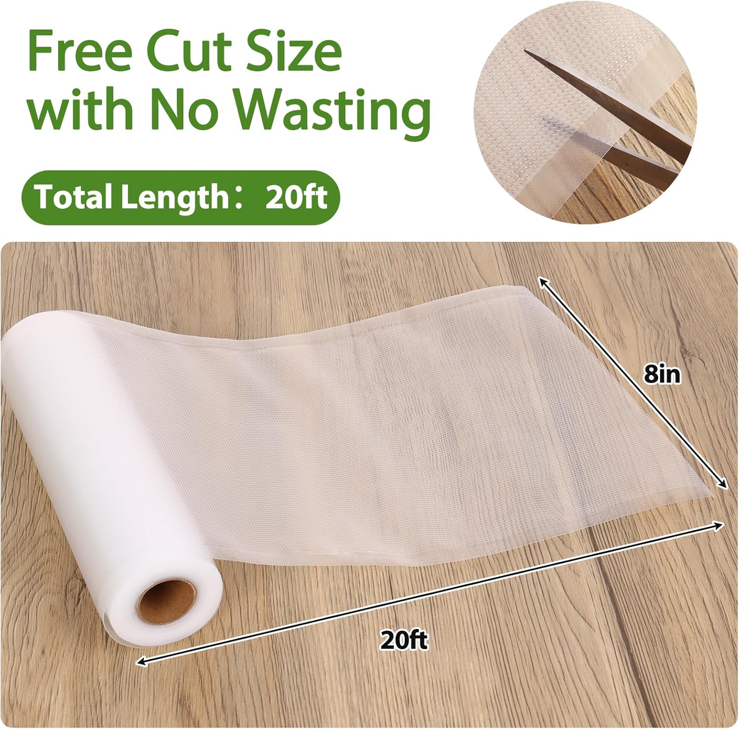 Moretoes Vacuum Sealer Bags, 6 Rolls 8" x 20' Food Vac Bags for Food Storage Saver, Commercial Grade Bag Rolls, BPA Free, Customized Size Bag for Sous Vide Cooking or Meal Prep - Image 2