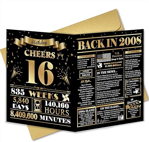 Miniatura 1 de Divertida tarjeta de cumpleaños número 16, tarjeta jumbo de cumpleaños de 16 años para niño y niña, regalo de cumpleaños de 16 años para hijo e