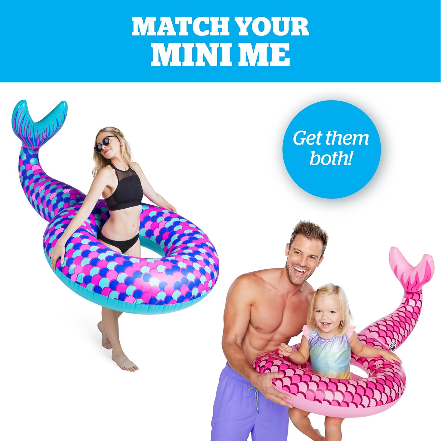 Lil Water Float - Pool Floaties for Infants Babies & Kids Ages 1-3, for Beginner Swimmers, Easy to Inflate and Durable - Mini Mermaid
