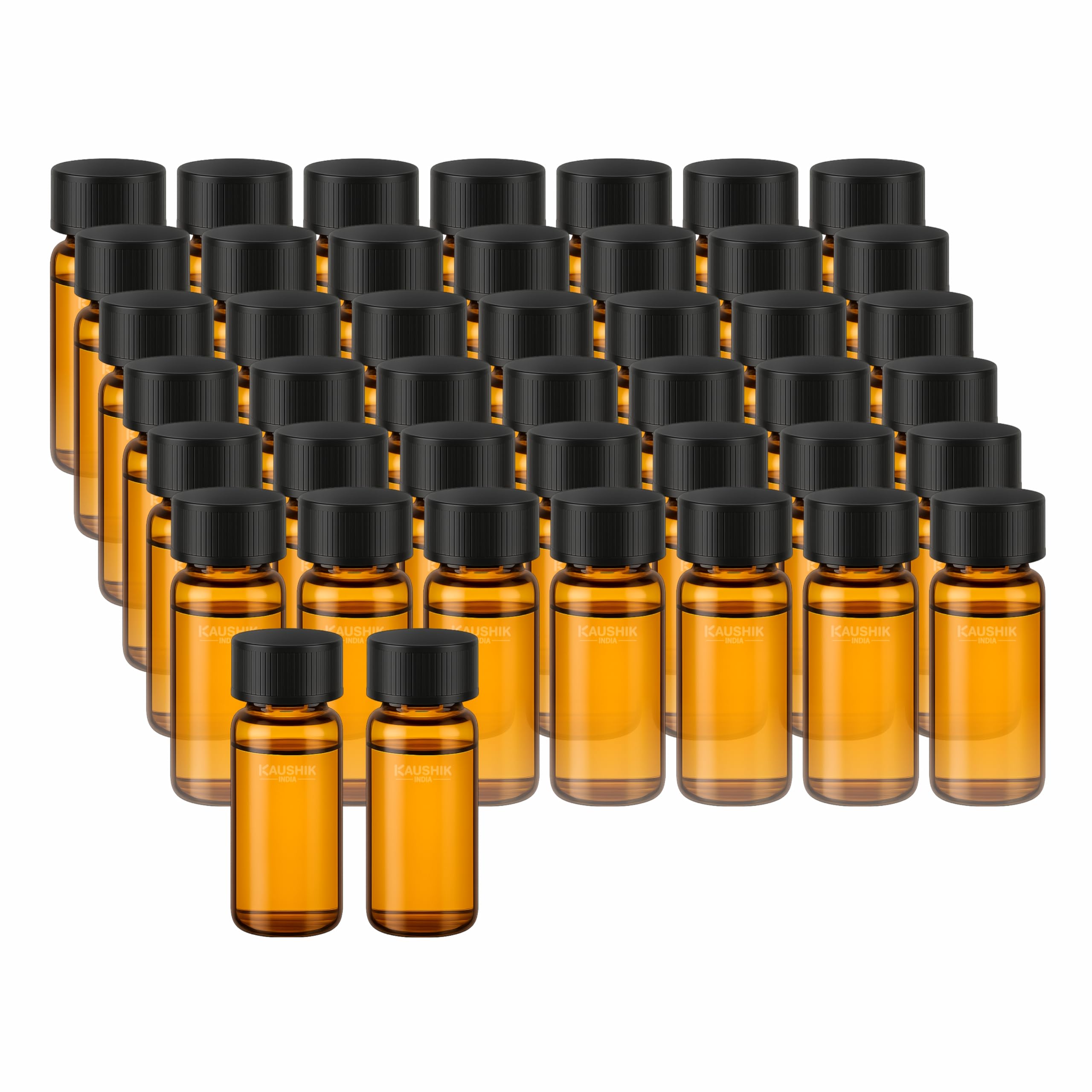 KAUSHIK INDIA 5ML 50Pcs Borosilicate Glass AMBER Colour Vial With Screw Cap, Leak Proof For Essential Oil,Perfume,Meds,Reagent,Anointing Oil Bottle And Lab Use Anti UV Rays Culture Tube-image-11