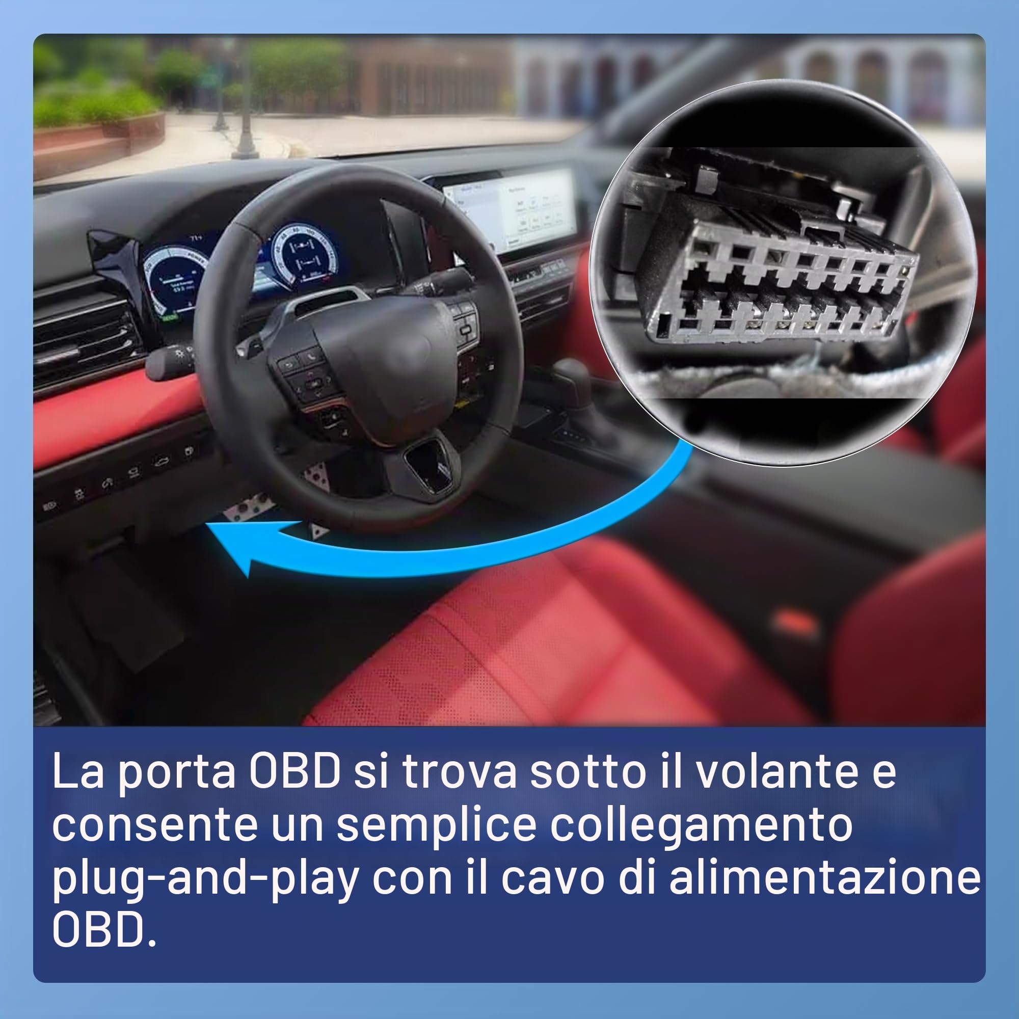 FITCAMX Camme da cruscotto con cavo OBD, aggiornamento del monitoraggio del parcheggio, accessori del kit di cablaggio rigido