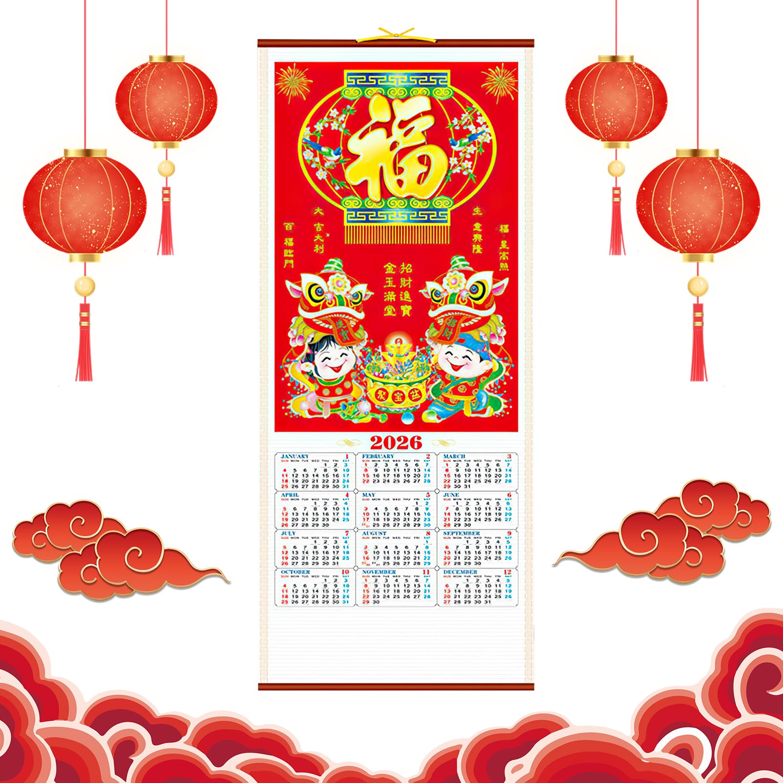 Opknoping Kerst Kalender 11x16cm niet-geweven Stof
