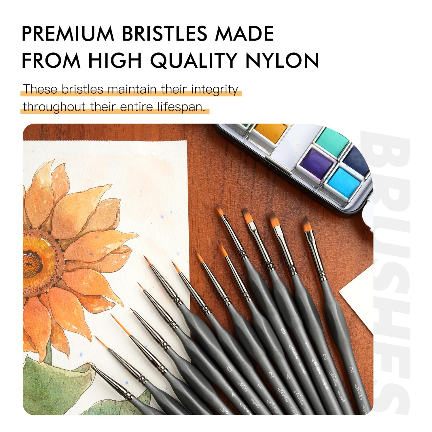 Detailing Paint Brush Set-Golden Maple 13pcs Miniature Paint Brushes Set for Fine Detail Paint, Acrylic Painting, Watercolor, Oil, Models (Grey)