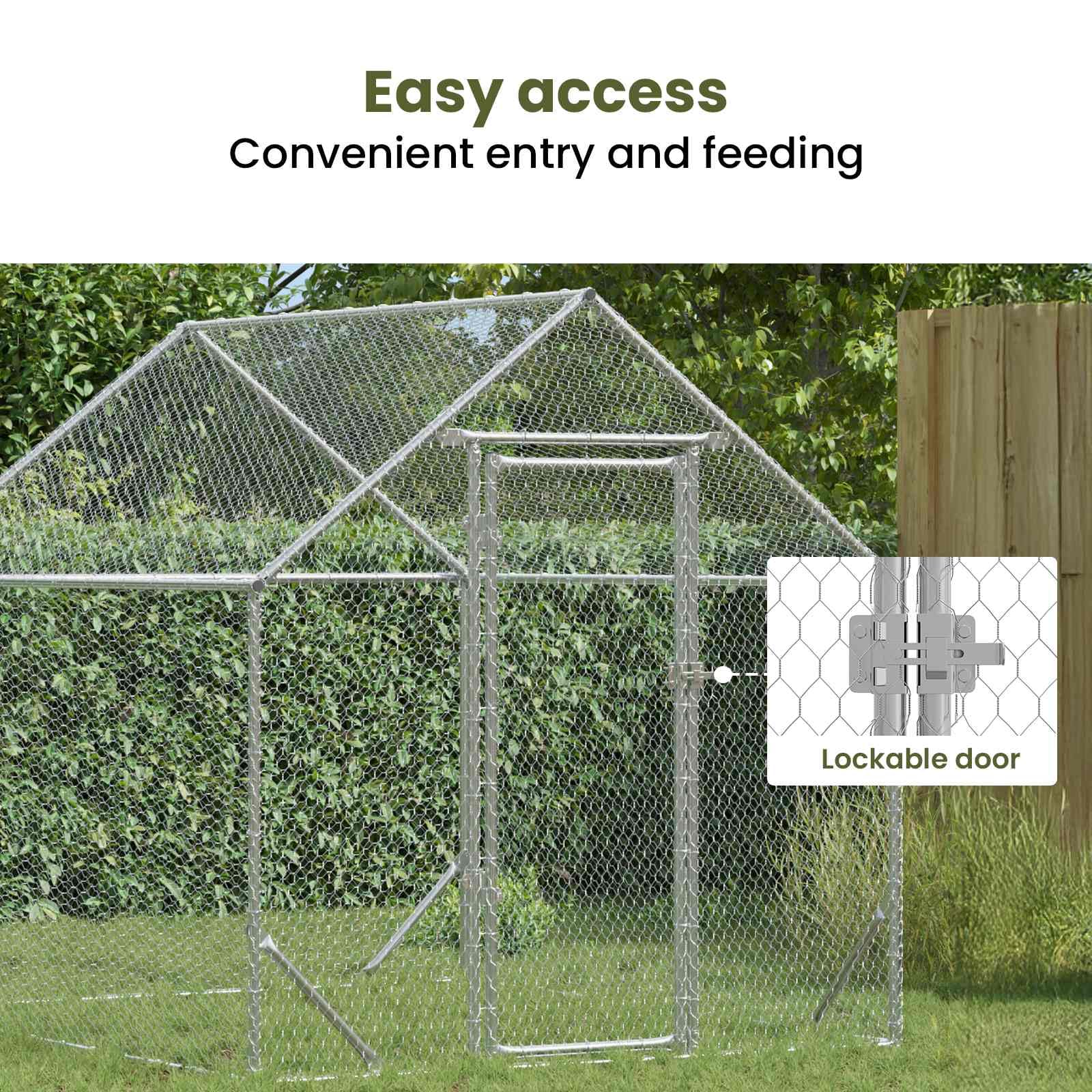 vidaXL Jaula para Pollos Plateado 200 x 170 x 177 cm Acero Galvanizado, Jardín y terraza, cercado Industrial para Pollos, Refugio Seguro al Aire Libre, hábitat Duradero