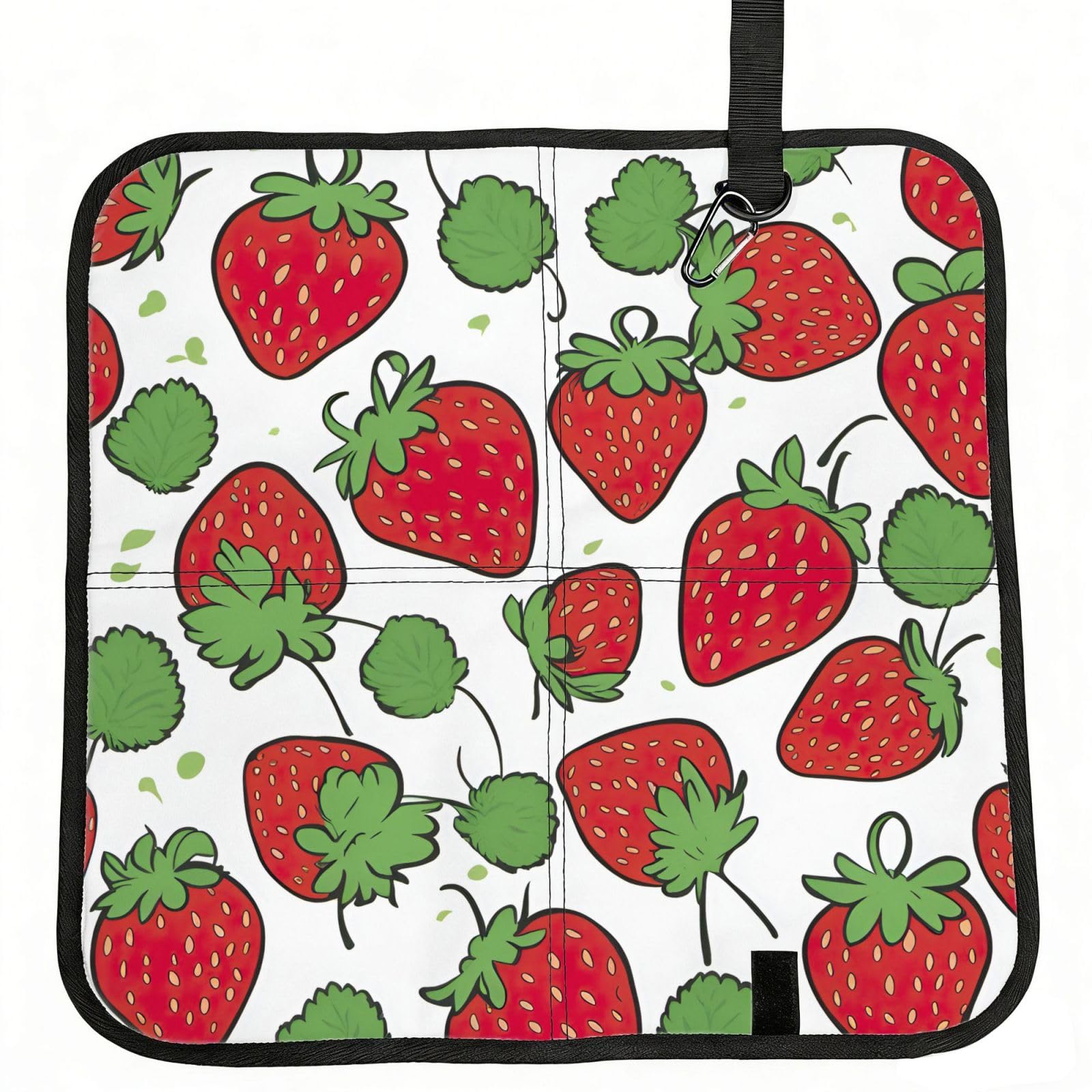 UVBDF Strawberry Pattern Print Outdoor Sitting Cushion Folding Seat Pad Compact Portable Picnic Bench Cushion Mat