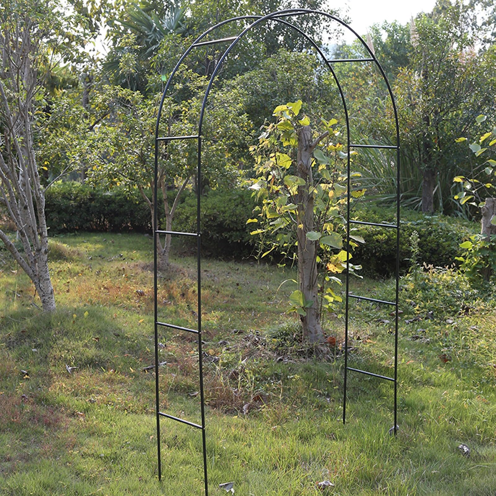 Metal Garden Arch Trellis for Vegetables Black Patio Greenhouse Archway 300x220x45cm