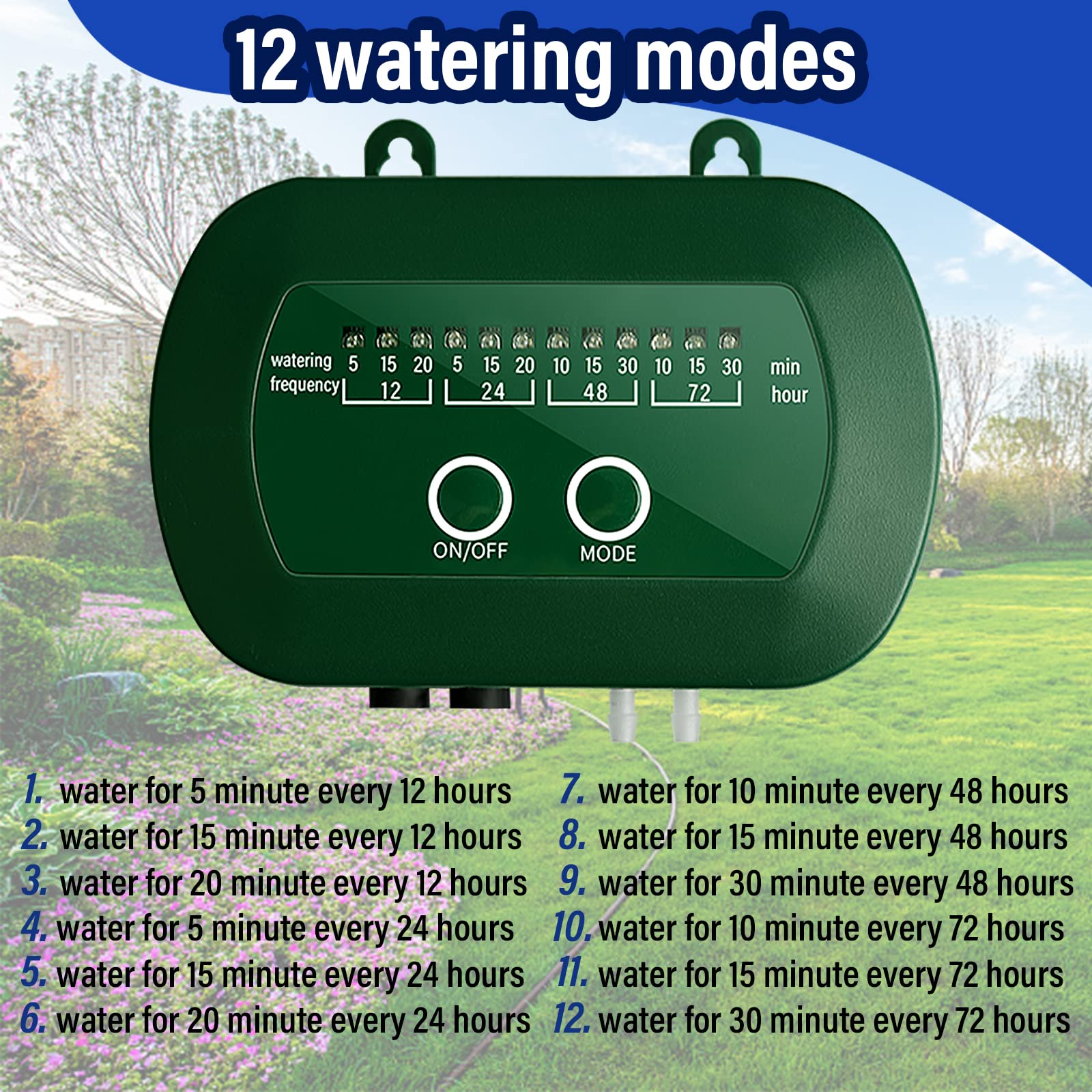 Kit Arrosage Automatique Goutte à Goutte Solaire Onherm - 12 Modes, 15m Tuyau, Idéal Jardin, Balcon, Potager