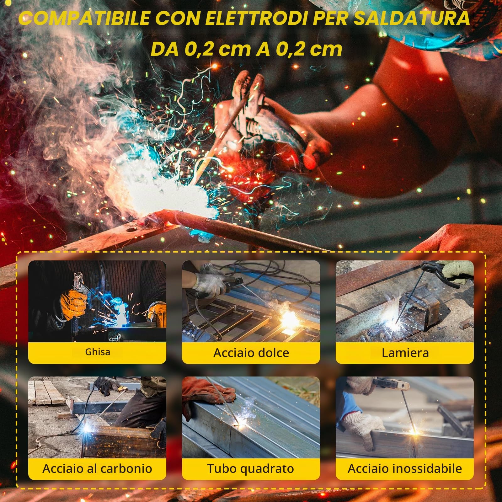 Saldatrice Inverter Elettrodo MMA 250A 220V, Display LED | IGBT DC Saldatrice Elettrodo, Saldatrice a Elettrodo Portatile, Hot Start, Arc Force, Elettrodi Saldatrice Morsetto Di Lavoro