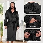 Robe à capuche homme, peignoir souple léger et chaud avec poches