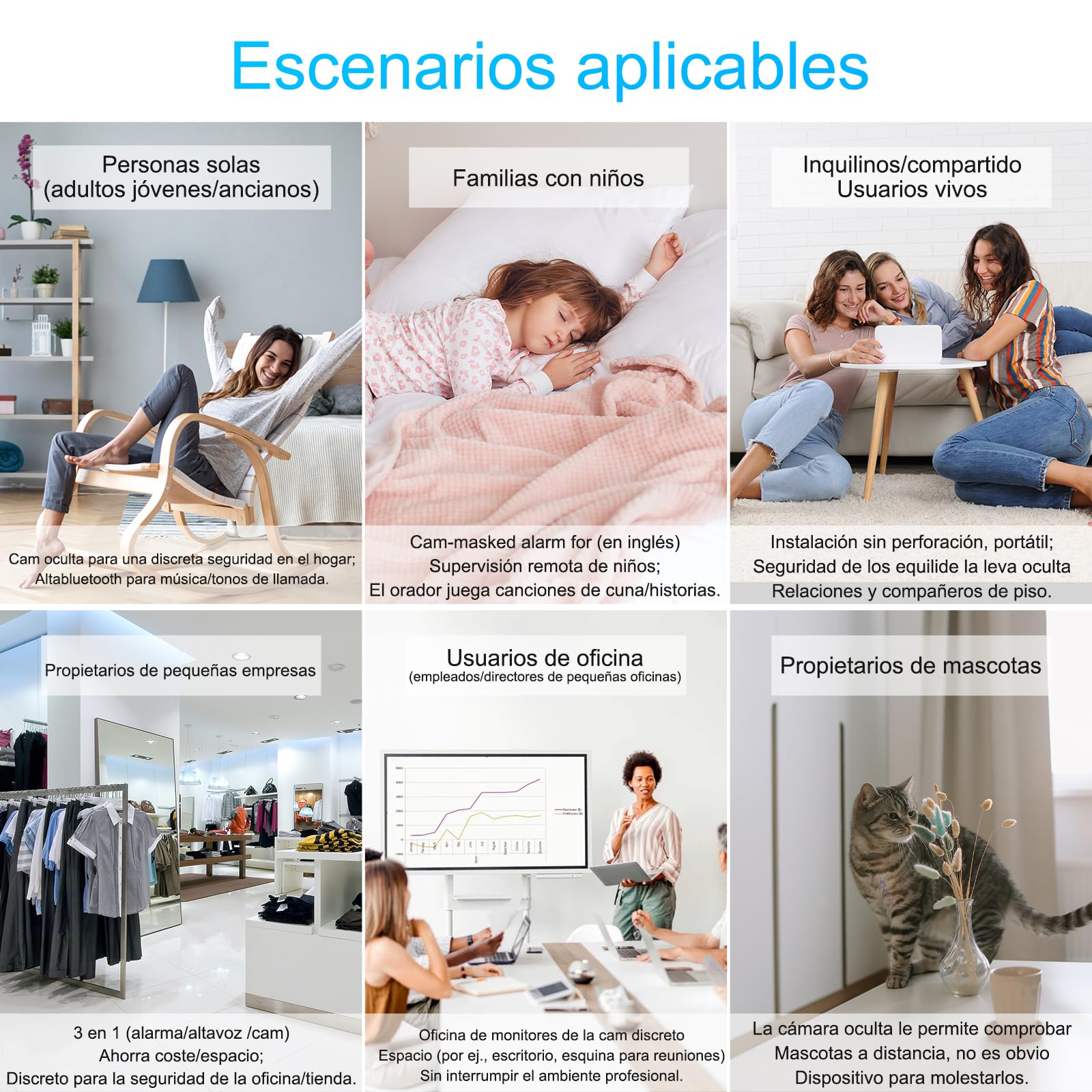 Mini Camara Espia WiFi 4K HD, Camara Oculta 3 en 1 con Altavoz Bluetooth y Despertador, Visualización Remota Desde Móvil, Visión Nocturna y Detección de Movimiento para Interior, Hogar