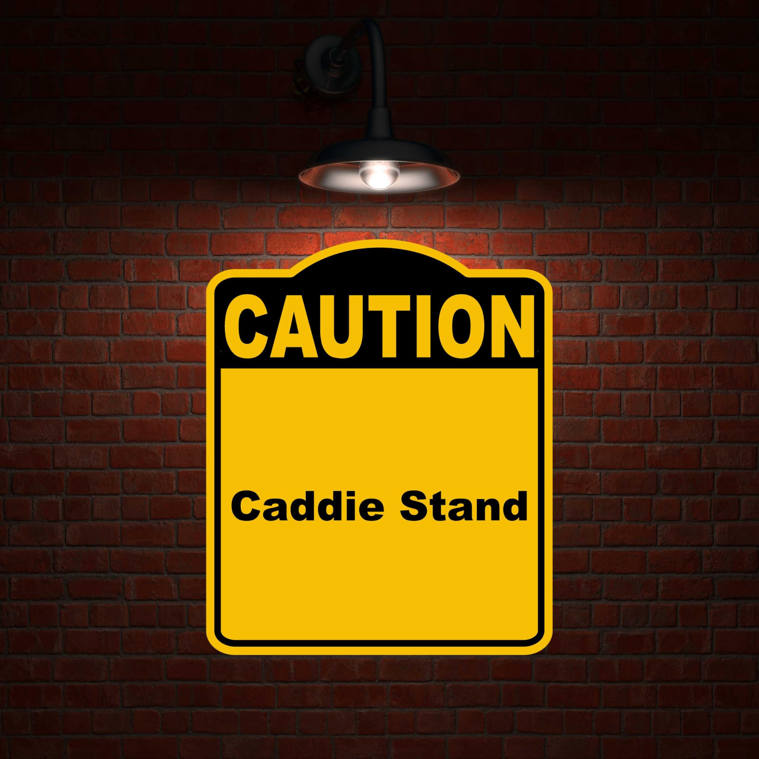 Caddie Stand Caution Yellow Black Aluminum Composite Sign 20 x 24 inches