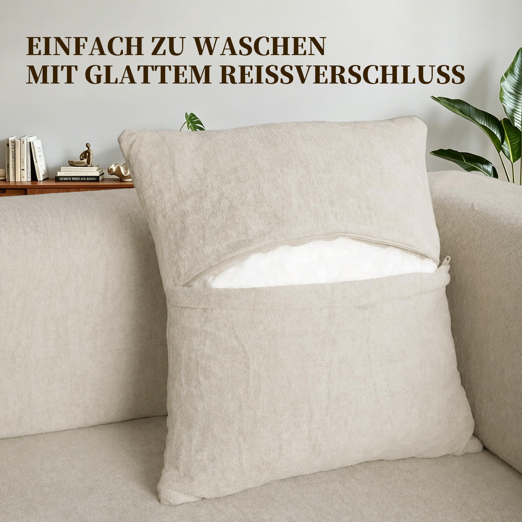 Schlafsofa 200cm Breit, Boneless Couch mit Kuscheliger Chenille-Stoff, Modulares Bodensofa klappbar, 3-Sitzer Sofa mit Schlaffunktion, Waschbarer Bezug, Metallrahmen & 2 Kissen, Cremeweiß