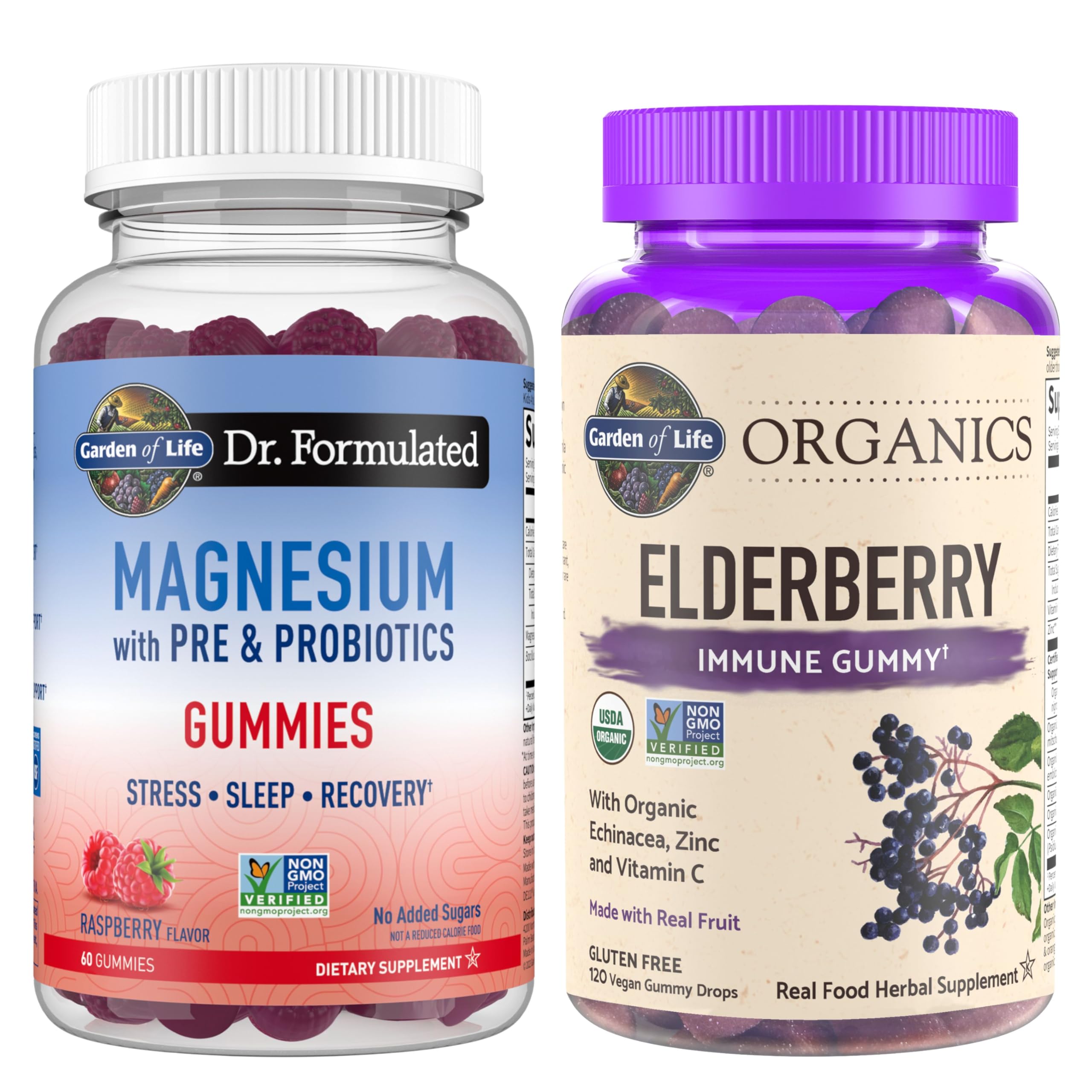 Garden of Life Elderberry Gummies for Adults & Kids Immune Support with Magnesium Citrate Gummies for Stress, Sleep & Recovery