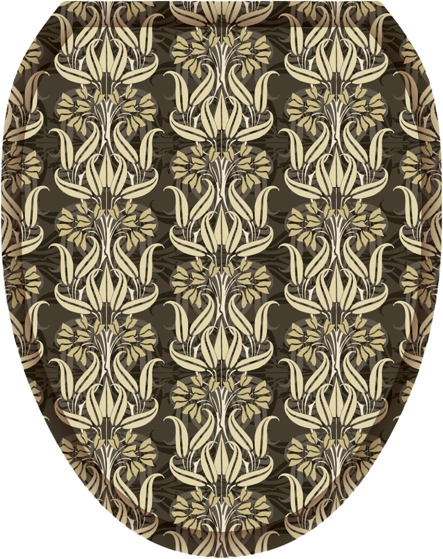 Toilet Tattoos, Toilet Seat Cover Decal, Bell Flowers in Browns, Size Elongated