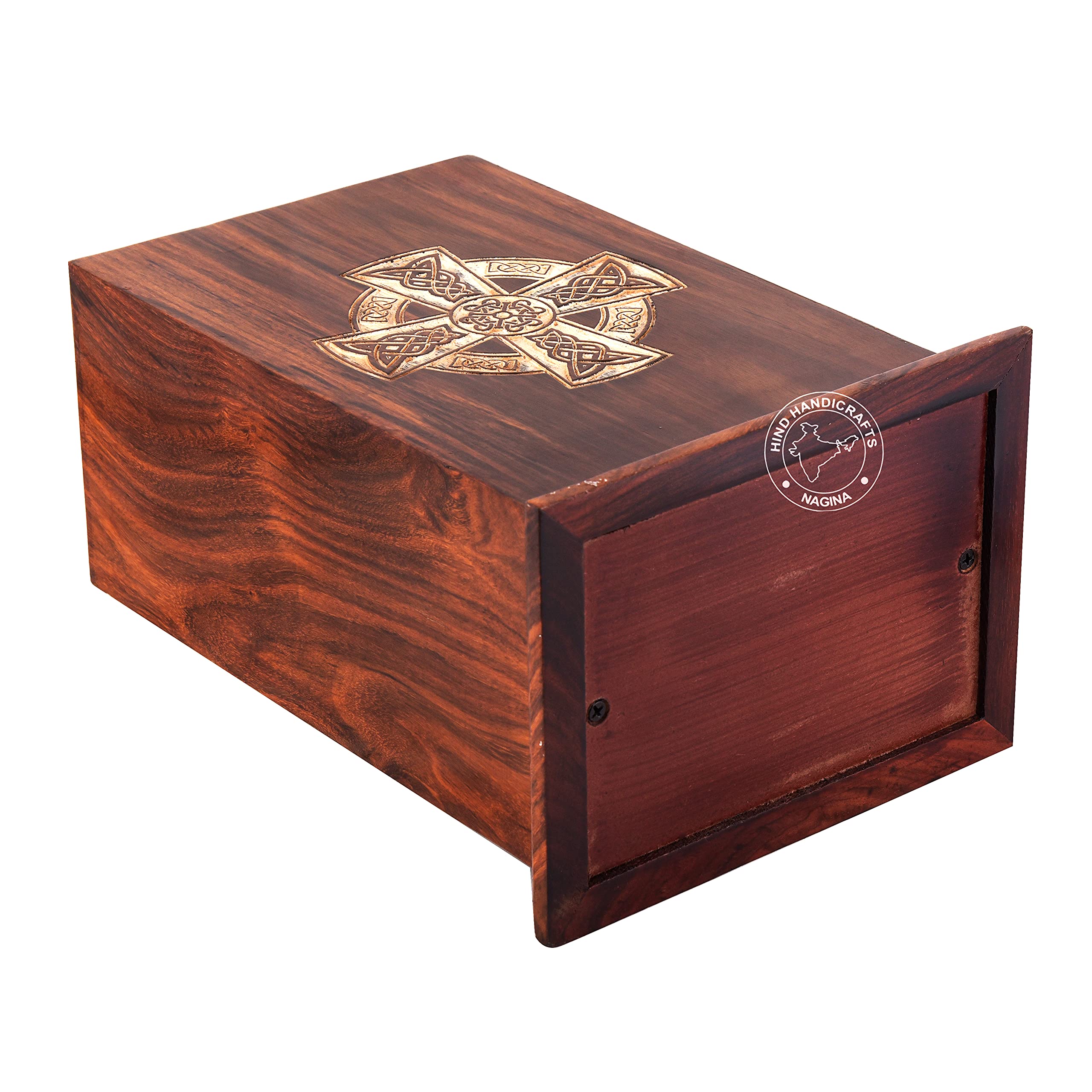 Urna de cremación de madera de palisandro para cenizas humanas, caja de almacenamiento de cenizas funerarias para adultos, diseño de cruz celta, urna conmemorativa de entierro de 250