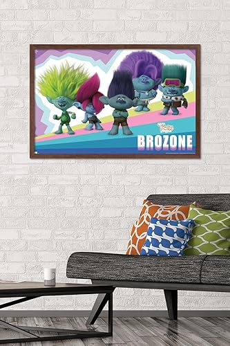 Miniatura 2 de Trends International Trolls Band Together - Póster de pared de brozone, 22.37 x 34.00 pulgadas, versión enmarcada de caoba