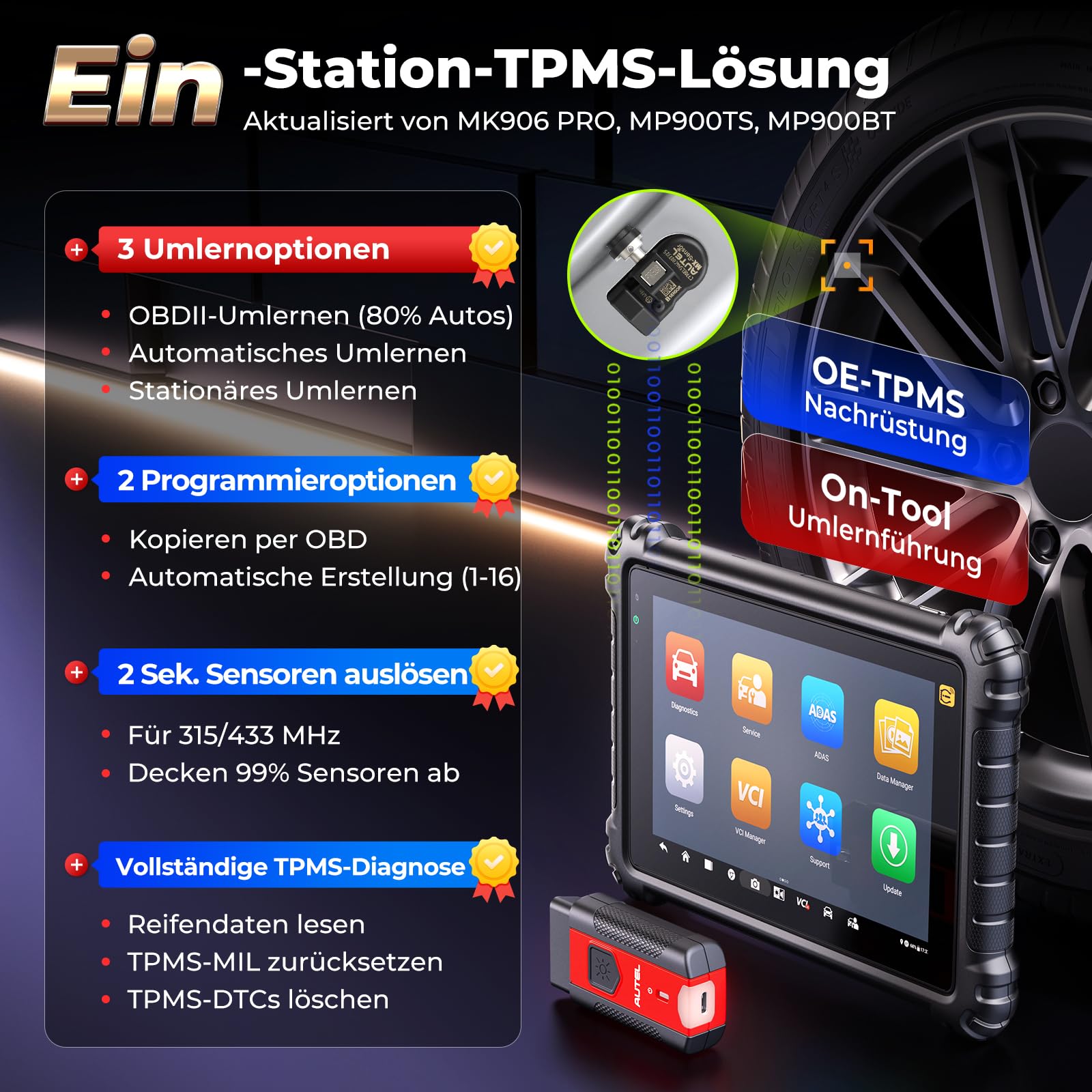 Autel MaxiSYS MS906 Pro-TS Diagnosegerät Auto, 2026 RDKS Programmiergerät Up von MK900-TS MP900TS MP808BT MK906 PRO MP900BT, Vollständige TPMS &ECU-Codierung, 3K+ Aktive Tests, CANFD&DoIP Auto Scan2.0