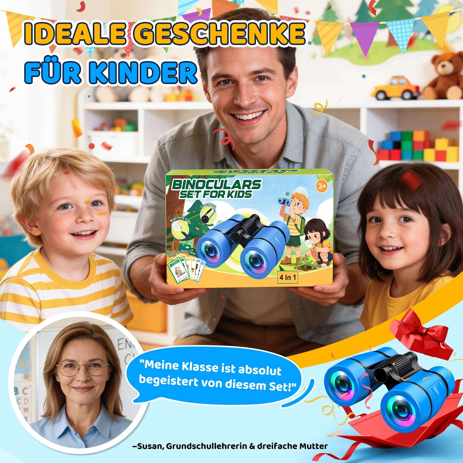 GeschenPark Lornetka zestaw przygodowy z mapami odkrywania – kompas – lupa