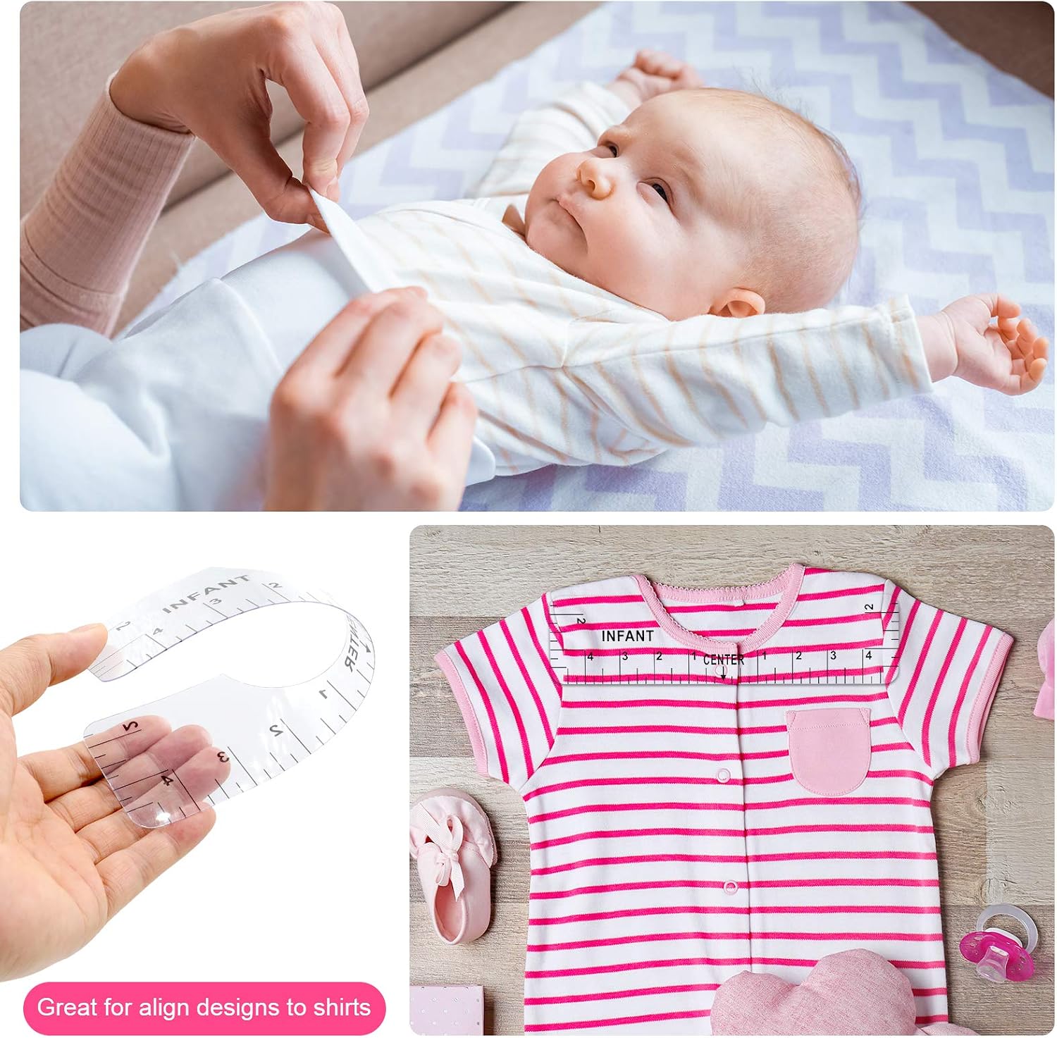 Tshirt Ruler Guide for Vinyl Alignment, Sublimation Accessories, T Shirt Rulers to Center Designs,8 Pcs T-Shirt Measurement Tool for Heat Press, T Shirt Ruler for Adult Youth Toddler Infant