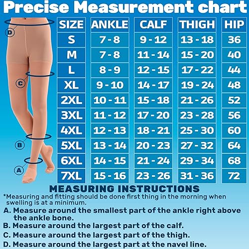 Miniatura 2 de ABSOLUTE SUPPORT A204BE1-3 - Medias de compresión graduadas opacas para mujeres de 20 a 30 mmHg, para cicatrización postcirugía, edema, diabético,
