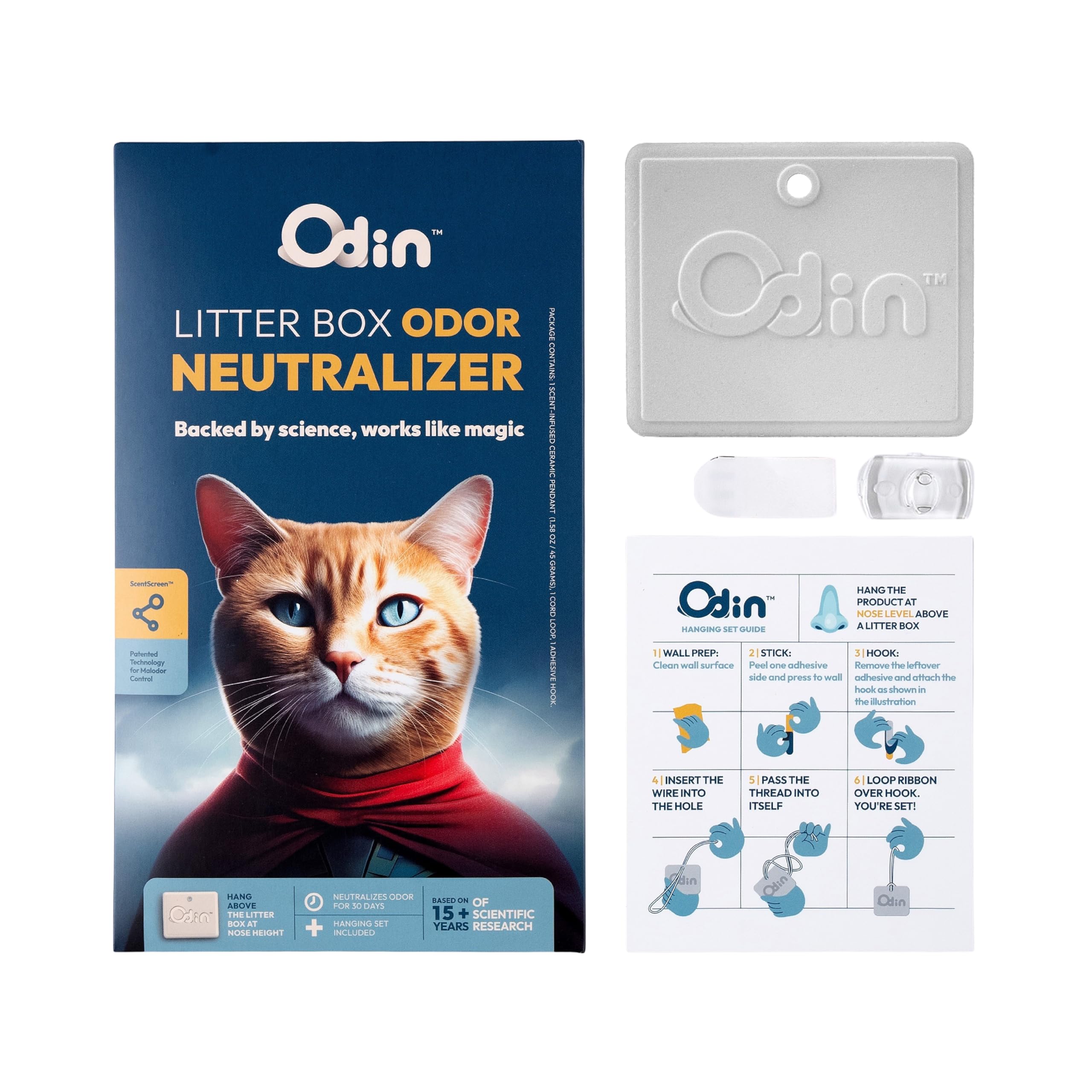 Odin Litter Box Odor Eliminator – Neutralizes Smells at the Source with Patented Tech – Light Citrus Scent – Safe, Long-Lasting, Works with Any Litter