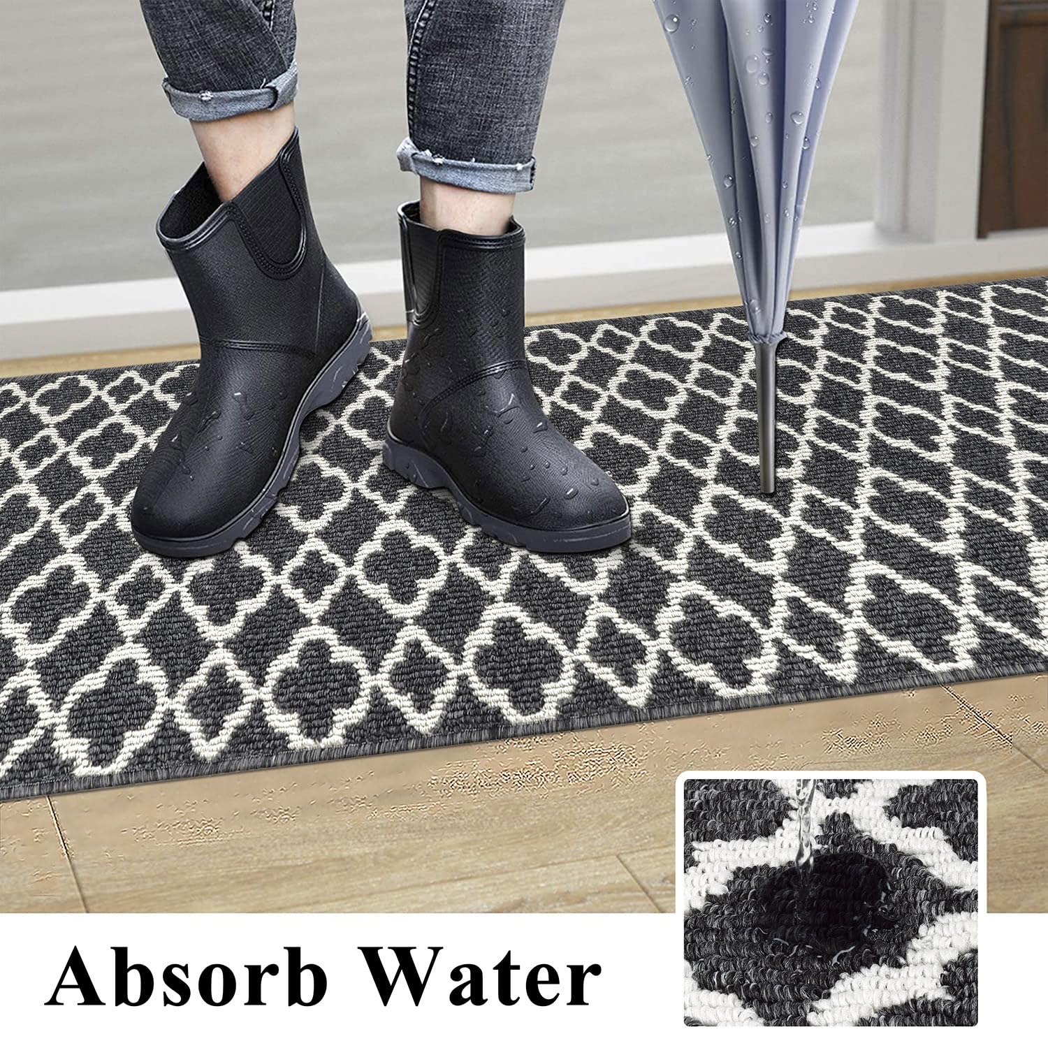 SHACOS Carpet Runner Hallway Non Slip 60x180 cm Hall Runner Rug Washable Narrow Rugs Runner Rug for Hallway Entryway Kitchen Entryway Black - Image 4