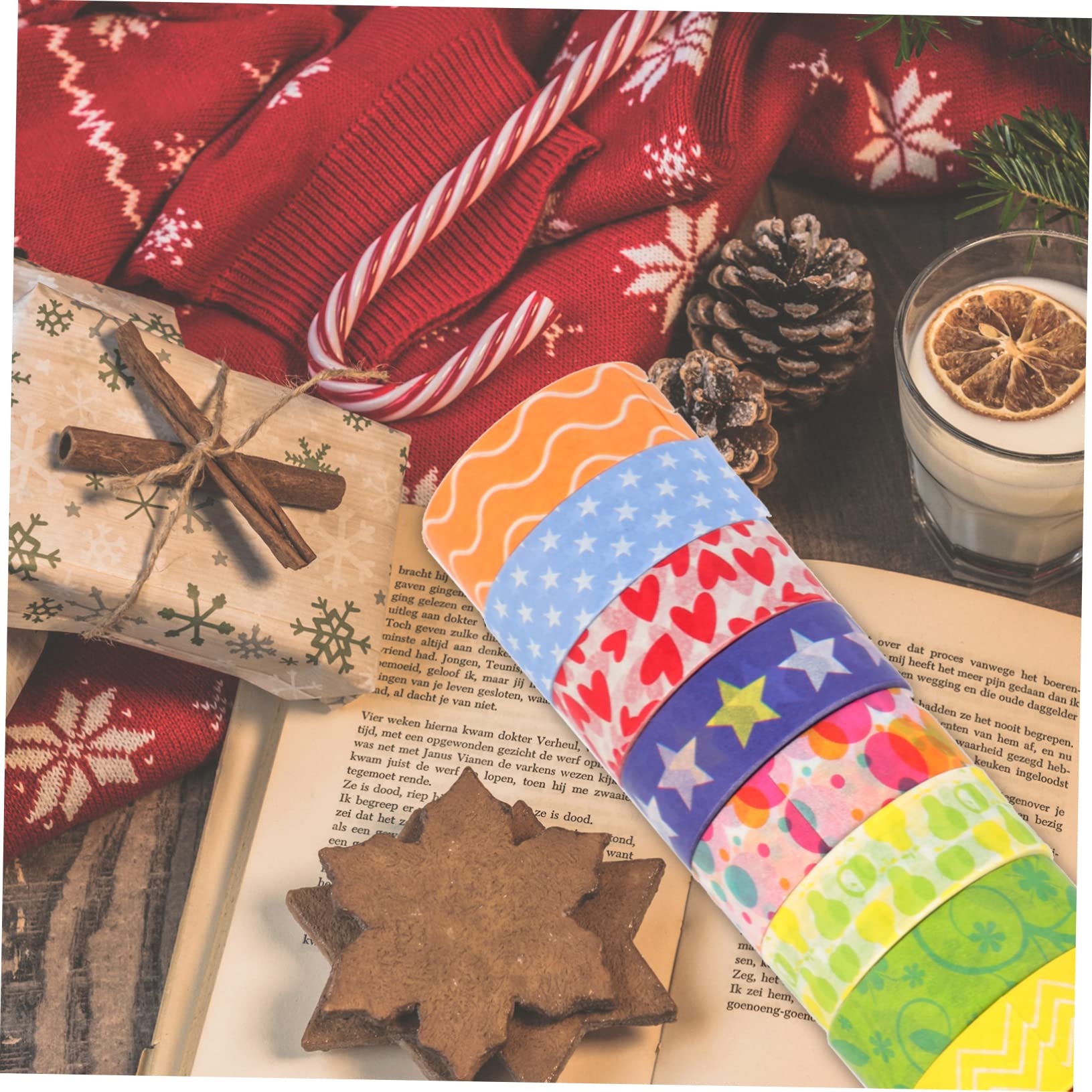 EXCEART 40rollos Cinta Washi Decorativa De Navidad Cintas Adhesivas Para Manualidades y Scrapbooking Diseño De Dibujos Animados Para Decoración De y Cajas De Navidad