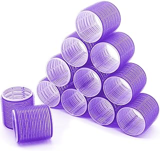 Jumbo Hair Rollers Set, Self Grip, 12 Pack Salon Hairdressing Curlers, Hair Roller for Long Hair, Hair Curlers Heatless, DIY Curly Hairstyle, Colors May Vary, 2.5 inch Super Jumbo