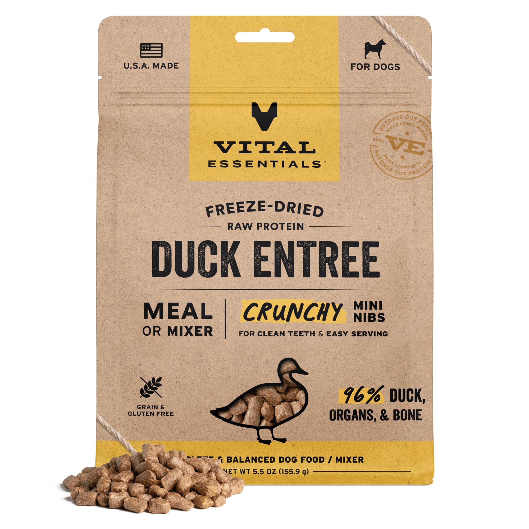 Vital Essentials® Freeze-Dried Raw Duck Entree & Mixer Dog Food Crunchy Mini Nibs, 5.5 oz