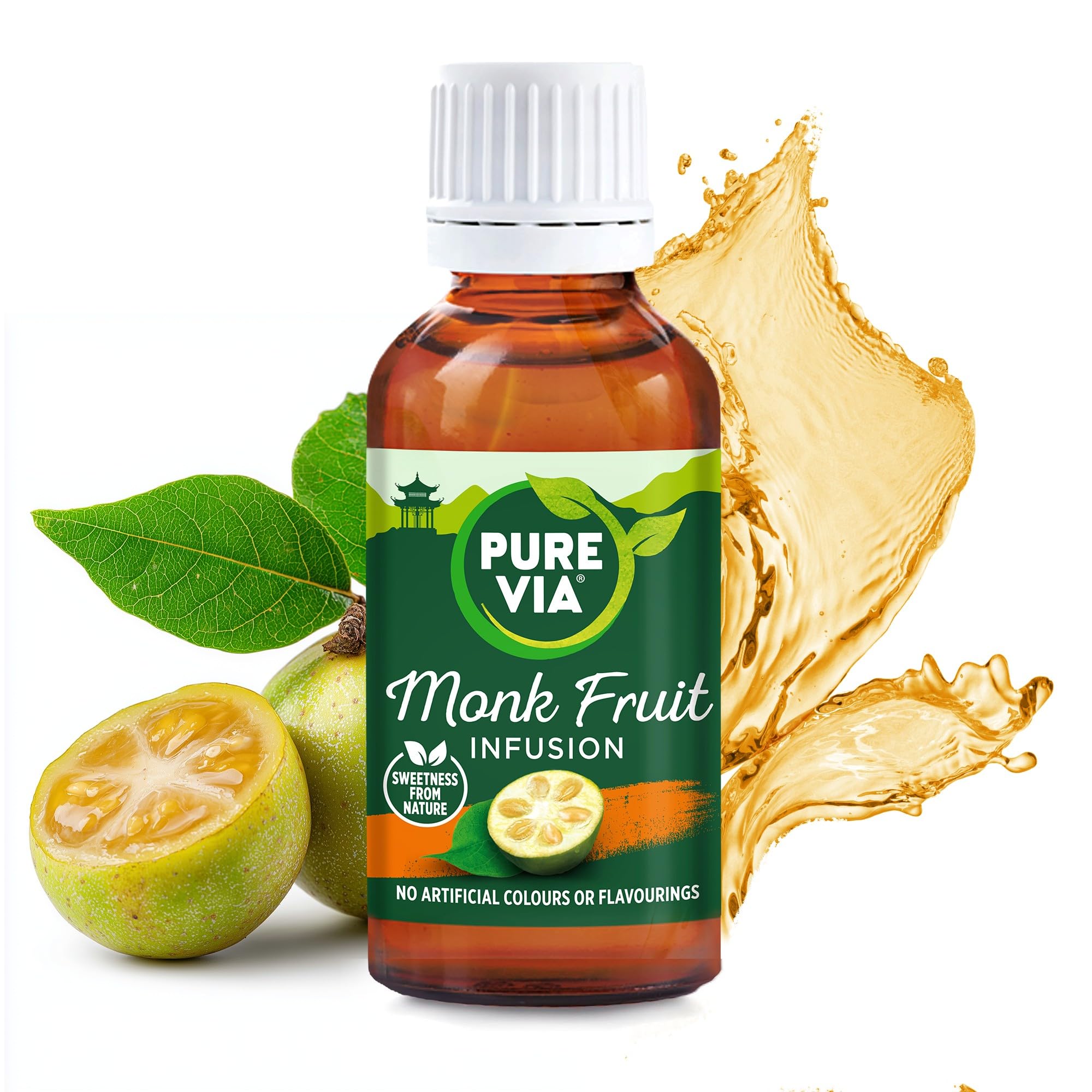 Pure Via Fruit du Moine 30ml  Alternative au sucre, liquide d'origine  vgtale, Vgan, Sans gluten, Sans additifs : Amazon.fr: Epicerie
