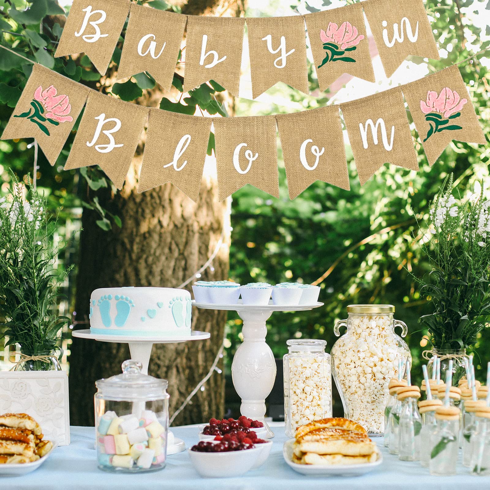 Whaline Baby In Bloom Jute-Banner – Rustikale Wimpelkette Für Babypartys Im Frühlingslook