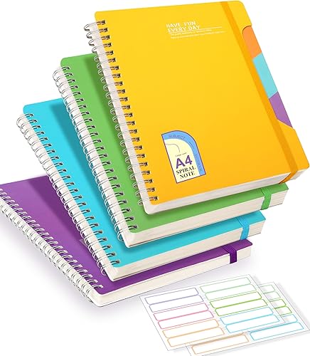 CAGIE Paquete de 3 cuadernos en espiral de tapa dura de 5 x 7 pulgadas, rayados de 0.315 in, 320 hojas en total, cuaderno en espiral A5 de 3