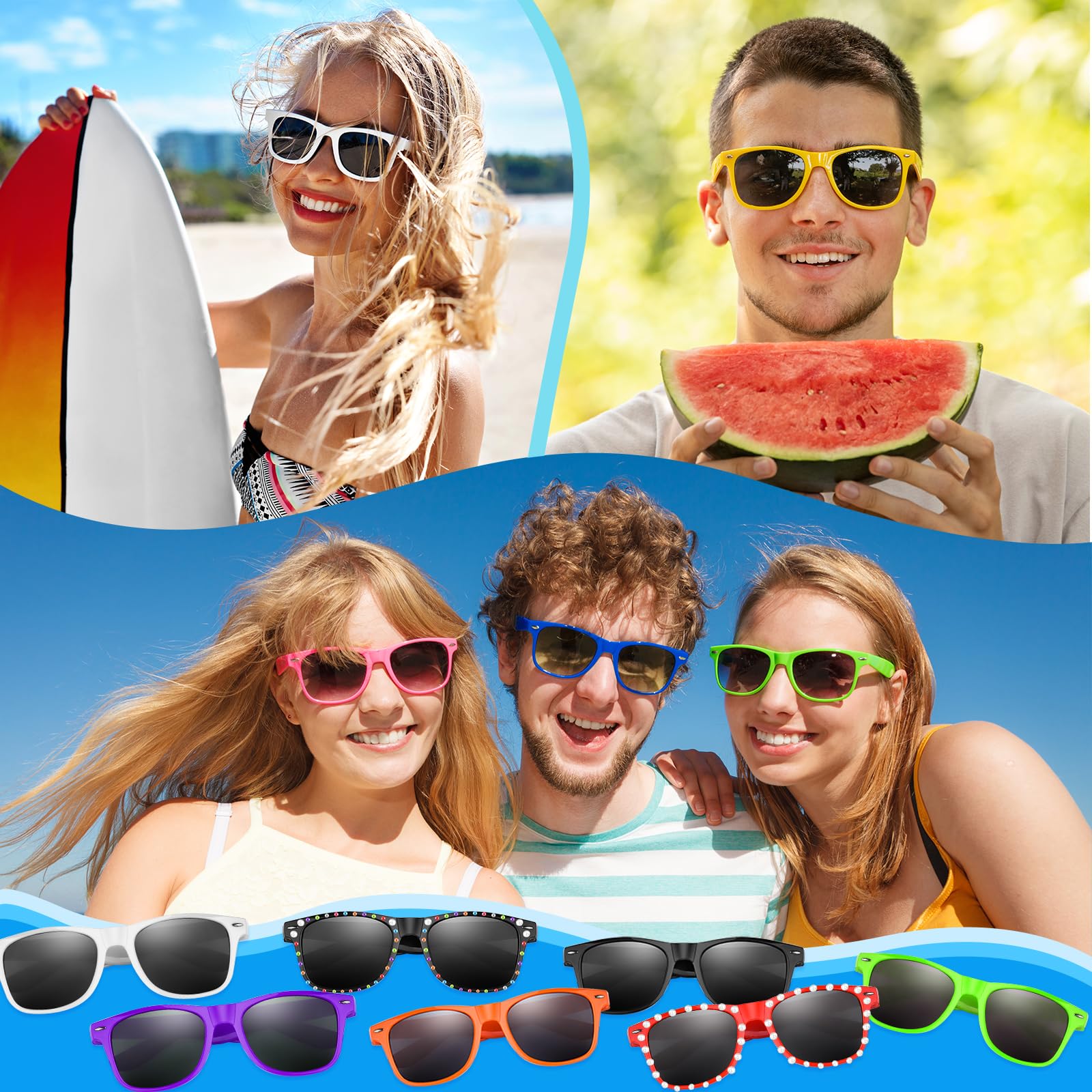 MEEZY 20/30/40/50/60/70/80/100 Stück Kinder-Sonnenbrillen für Kinder, Jungen, Mädchen, UV400-Schutz, Geburtstag, Sommerparty