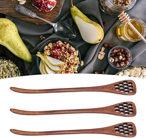 Miniatura 4 de QANYEGN Juego de 3 cucharas de miel, cucharas de miel talladas de madera, cucharas para mezclar y servir miel, ideal para el hogar, cocina y