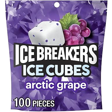 ICE BREAKERS Ice Cubes Arctic Grape Flavored Sugar Free Chewing Gum Pouch, 8.11 oz (100 Pieces)