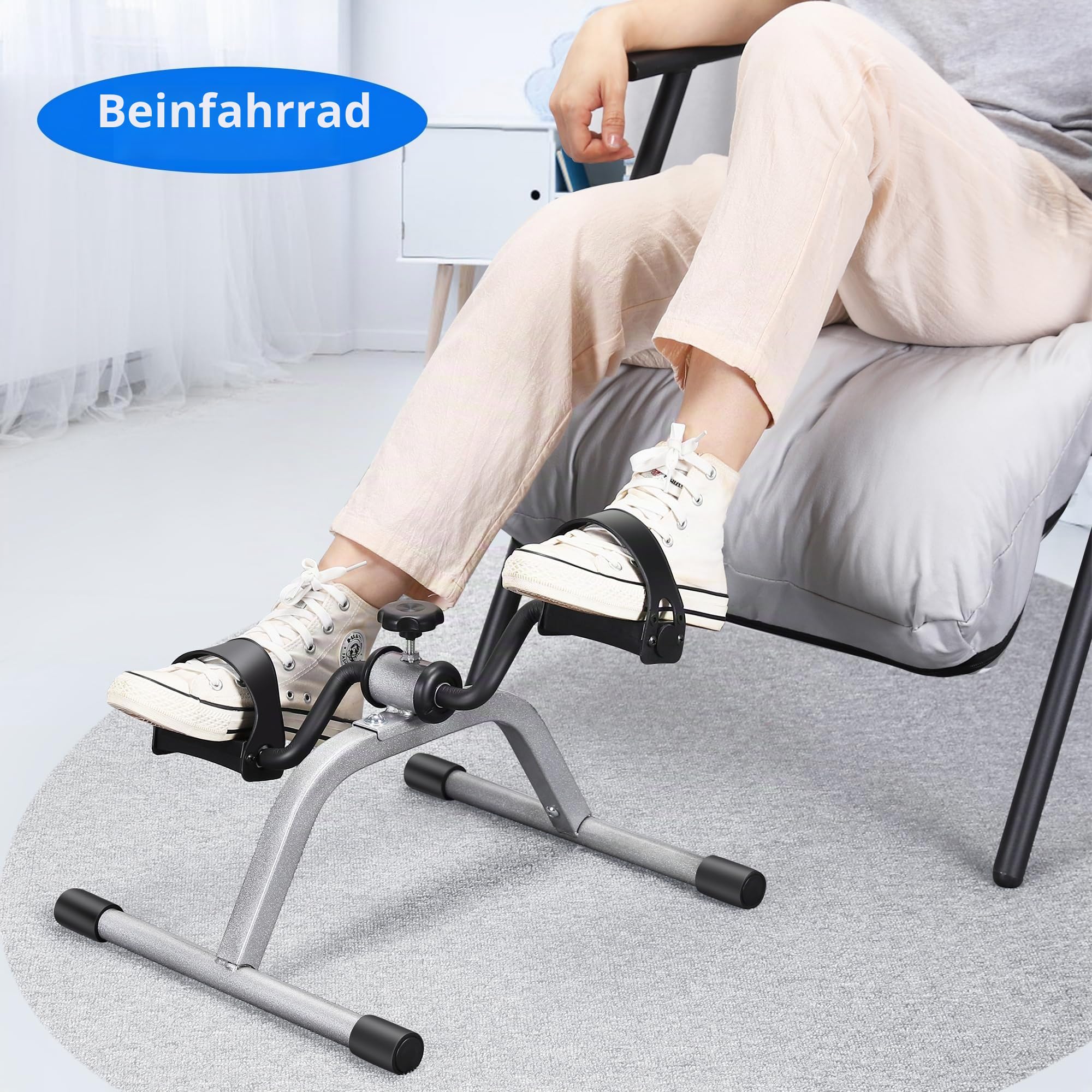 RYGEO Pedaltrainer unter dem Schreibtisch, Fahrrad, Mini-Fußtrainer, Verstellbarer Widerstand, leise, für Zuhause, Fitness, Fitnessstudio, Workout, Beine, Arme