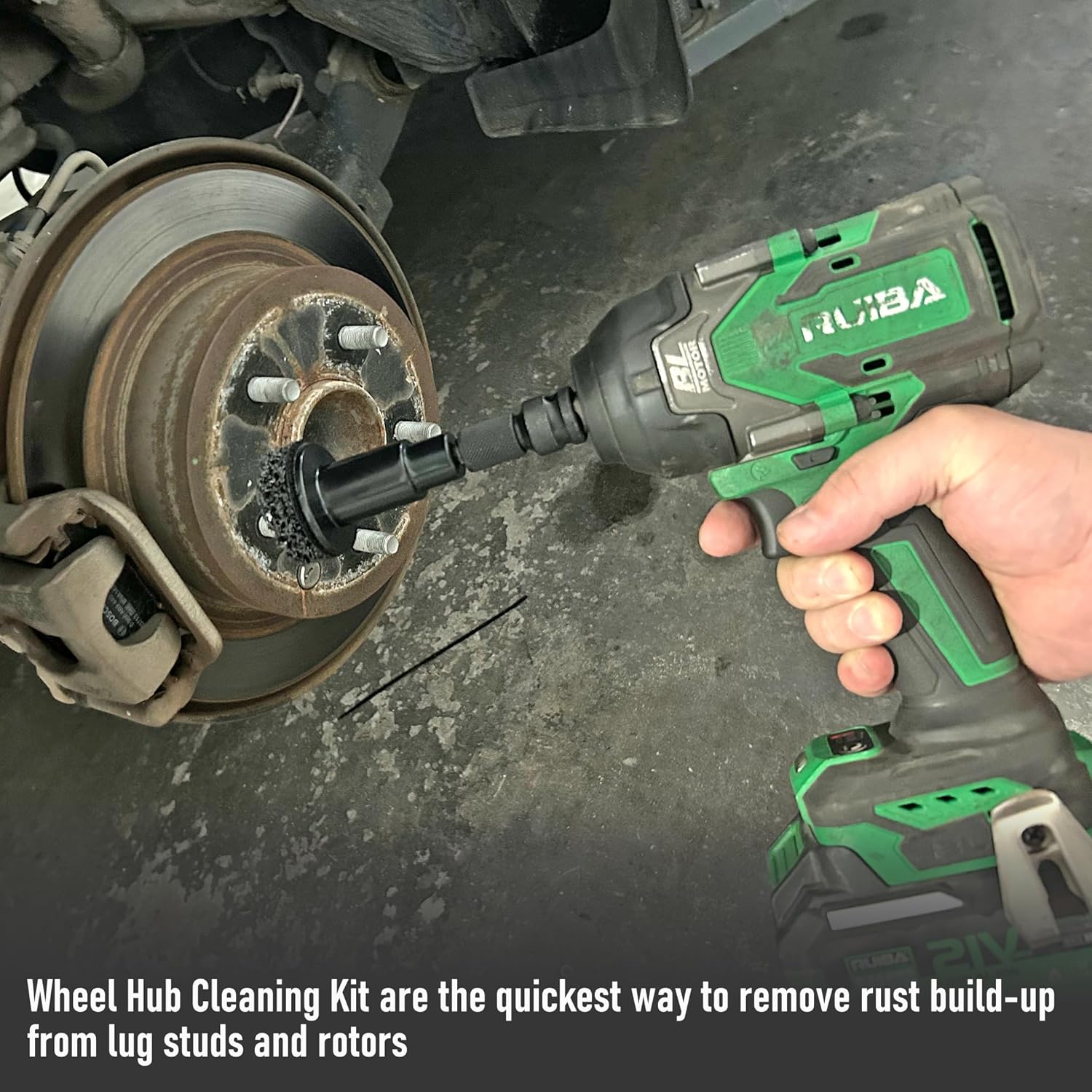 Wheel Hub Resurfacing Kit.Wheel Hub Cleaning Kit Includes 4 Pads,Holder and Adapter,Fits Power Drill or 1/2" Impact Wrenches thumbnail